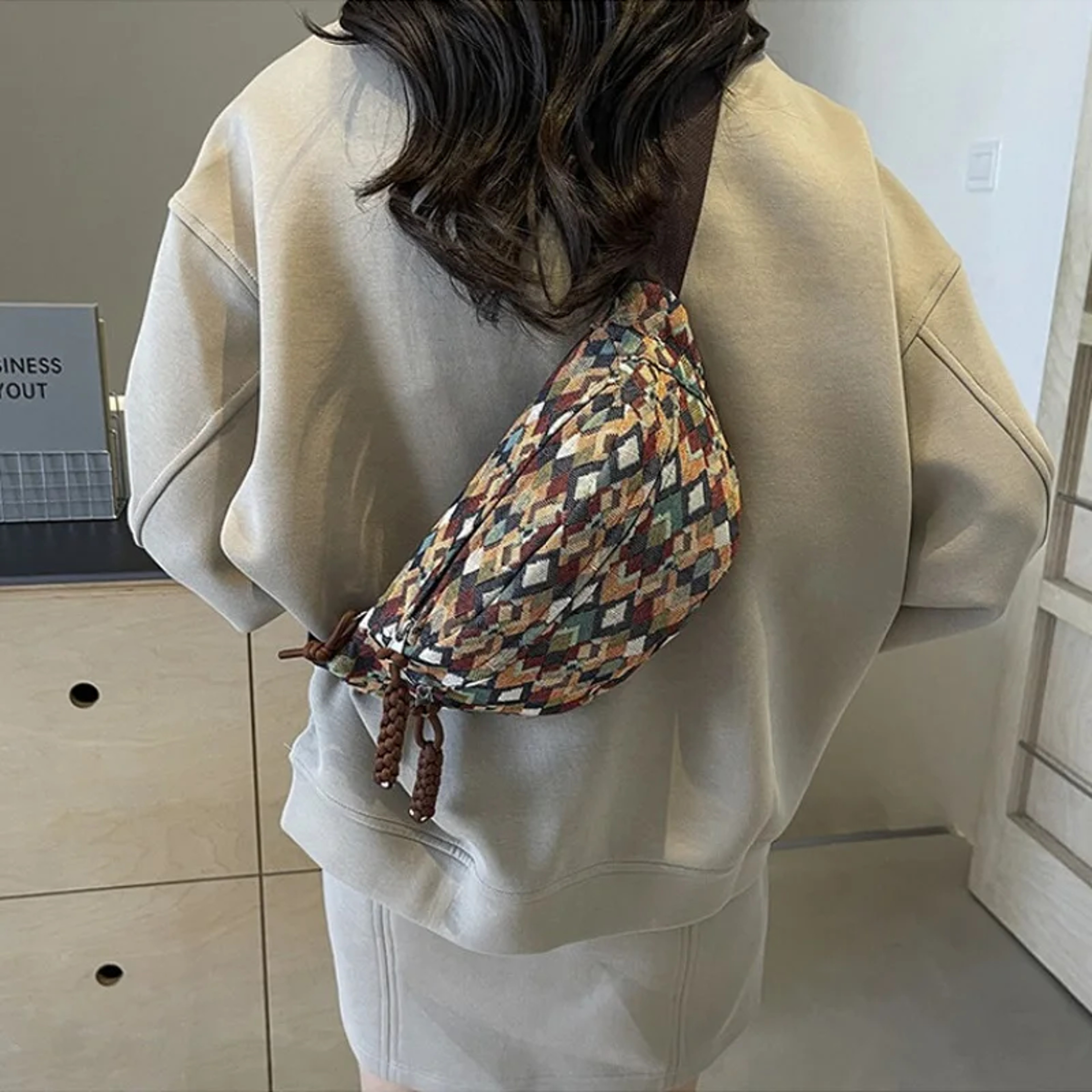 Boho Corduroy belt bag Crossbody Waist Bag for Women with Adjustable Strap back to school backpack – view 5