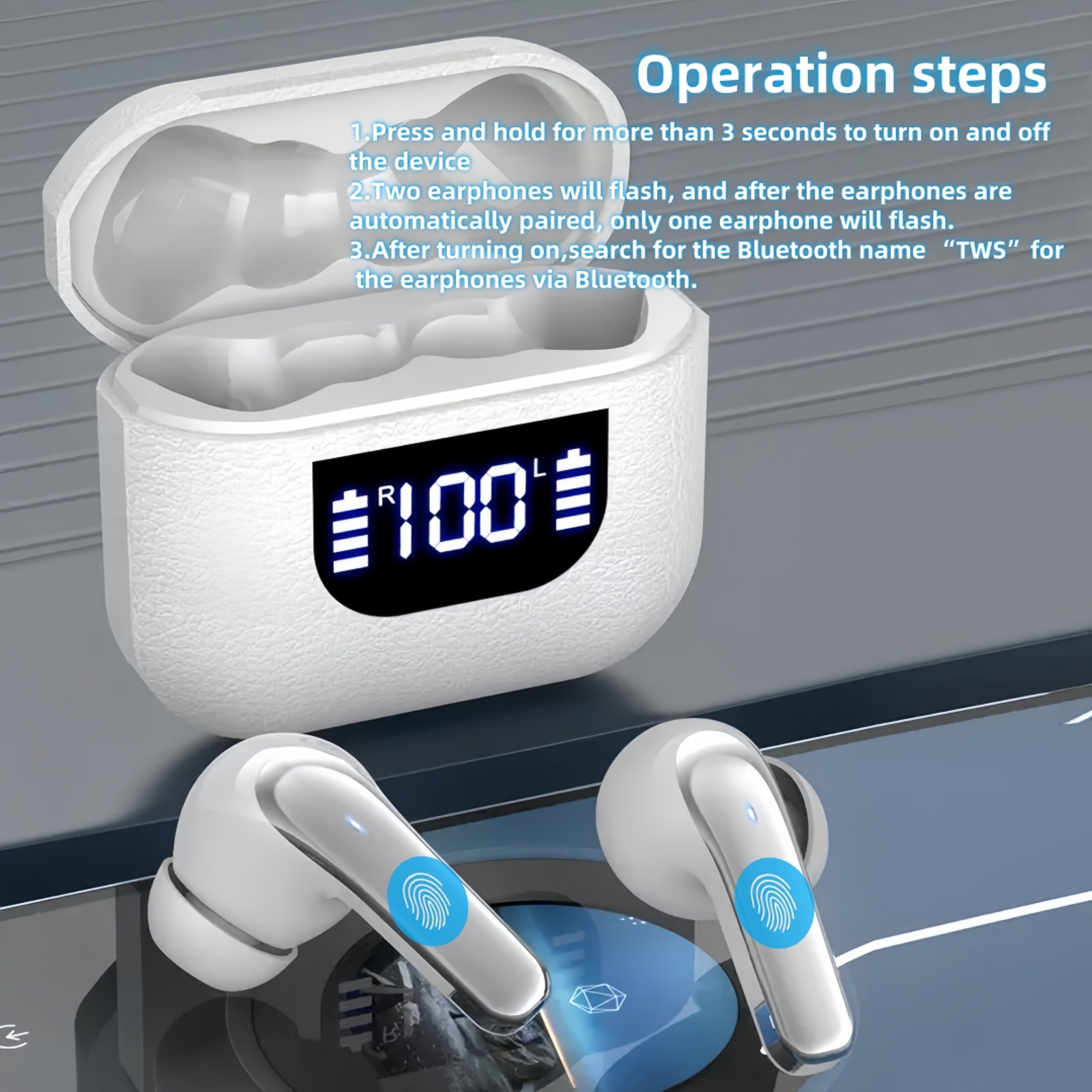 Playback Wireless Earbuds With Wireless Charging Case Bluetooth Earbuds With HD Mic 3
