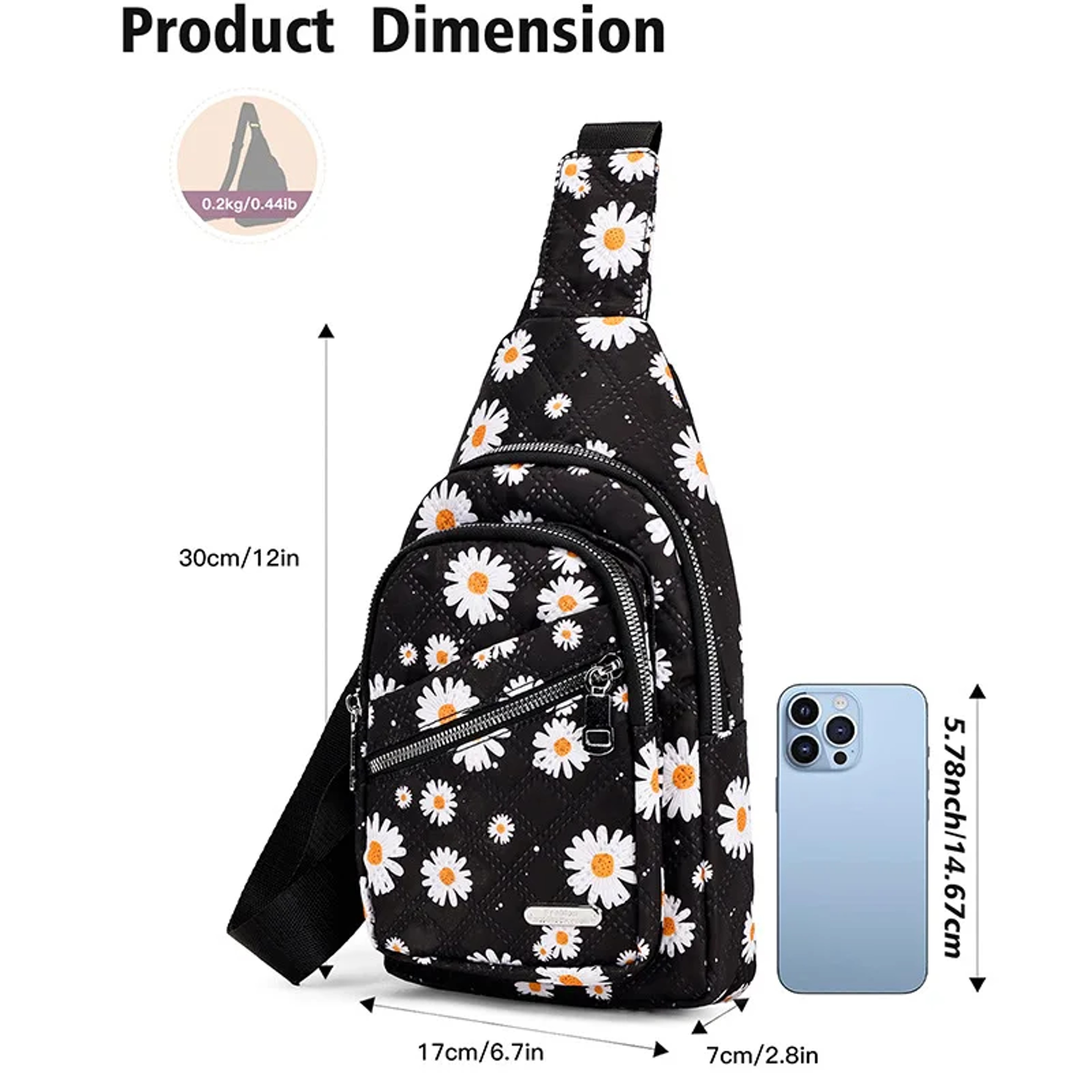 Floral Nylon Sling Bag For Women Travel Crossbody Chest Pack Back To School Backpack 2