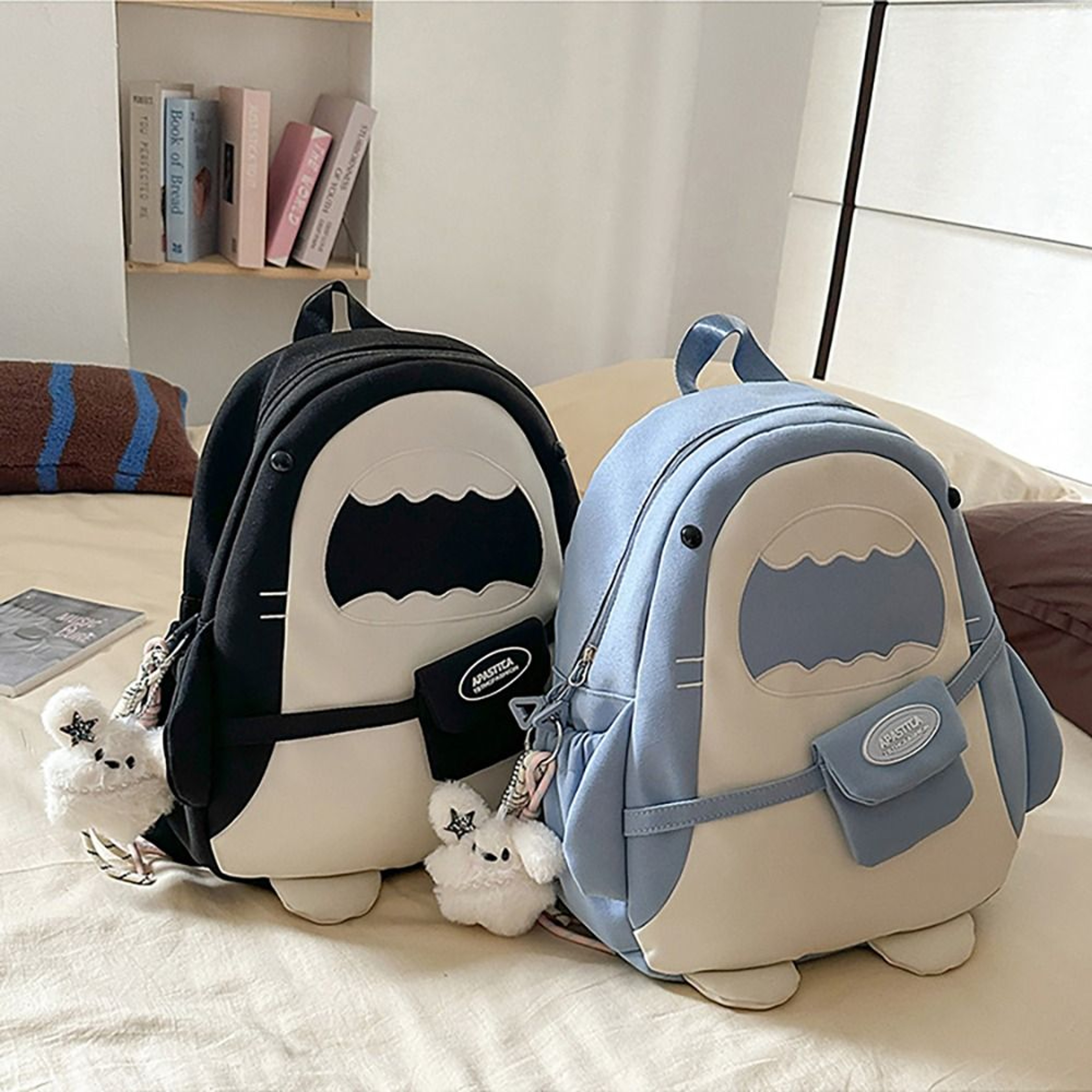 Cute Cartoon Shark Backpack Versatile Large Capacity Back To School Backpack 0