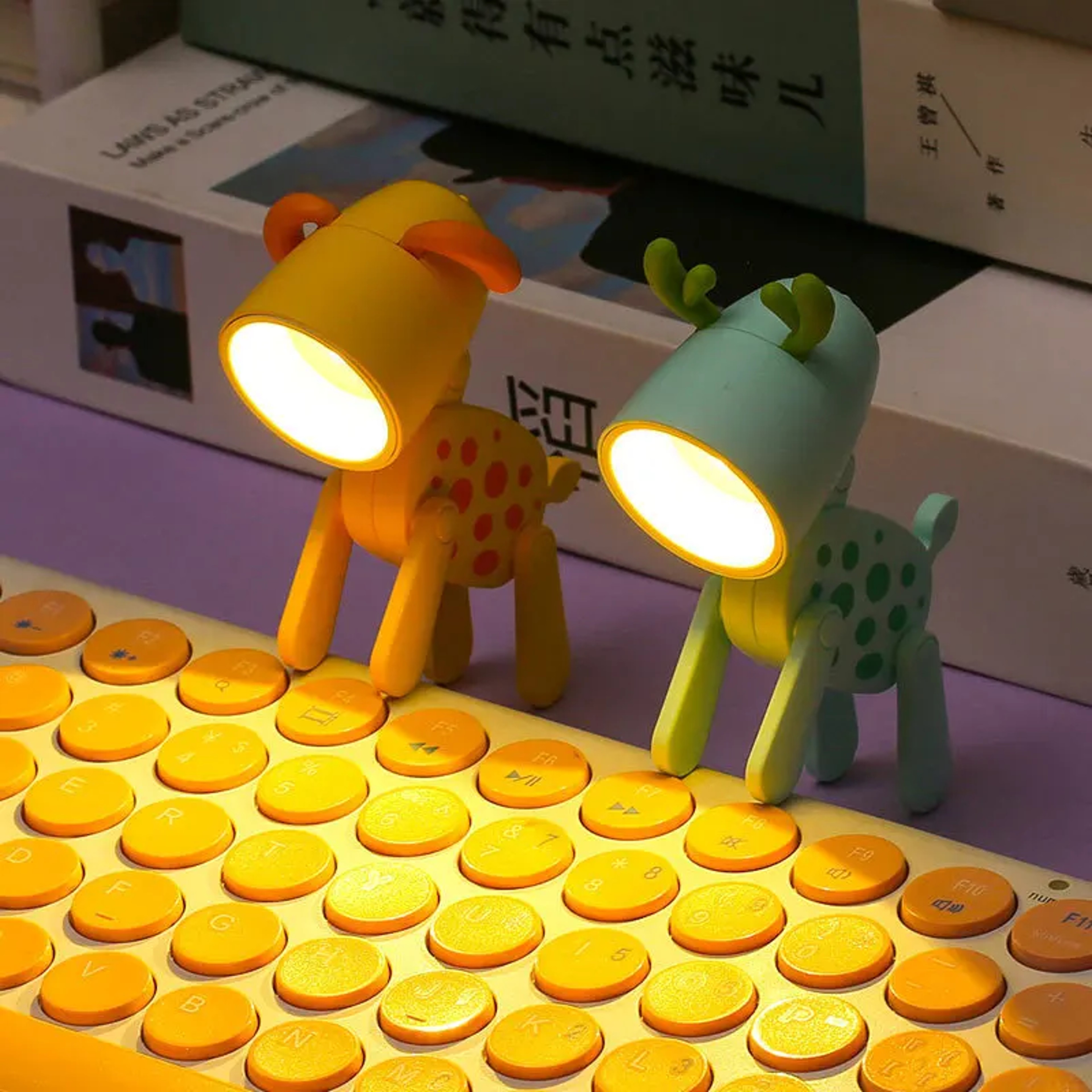 Cute Dog  Deer LED Night Light Foldable Kids Bedside Lamp Mini Book Light 0