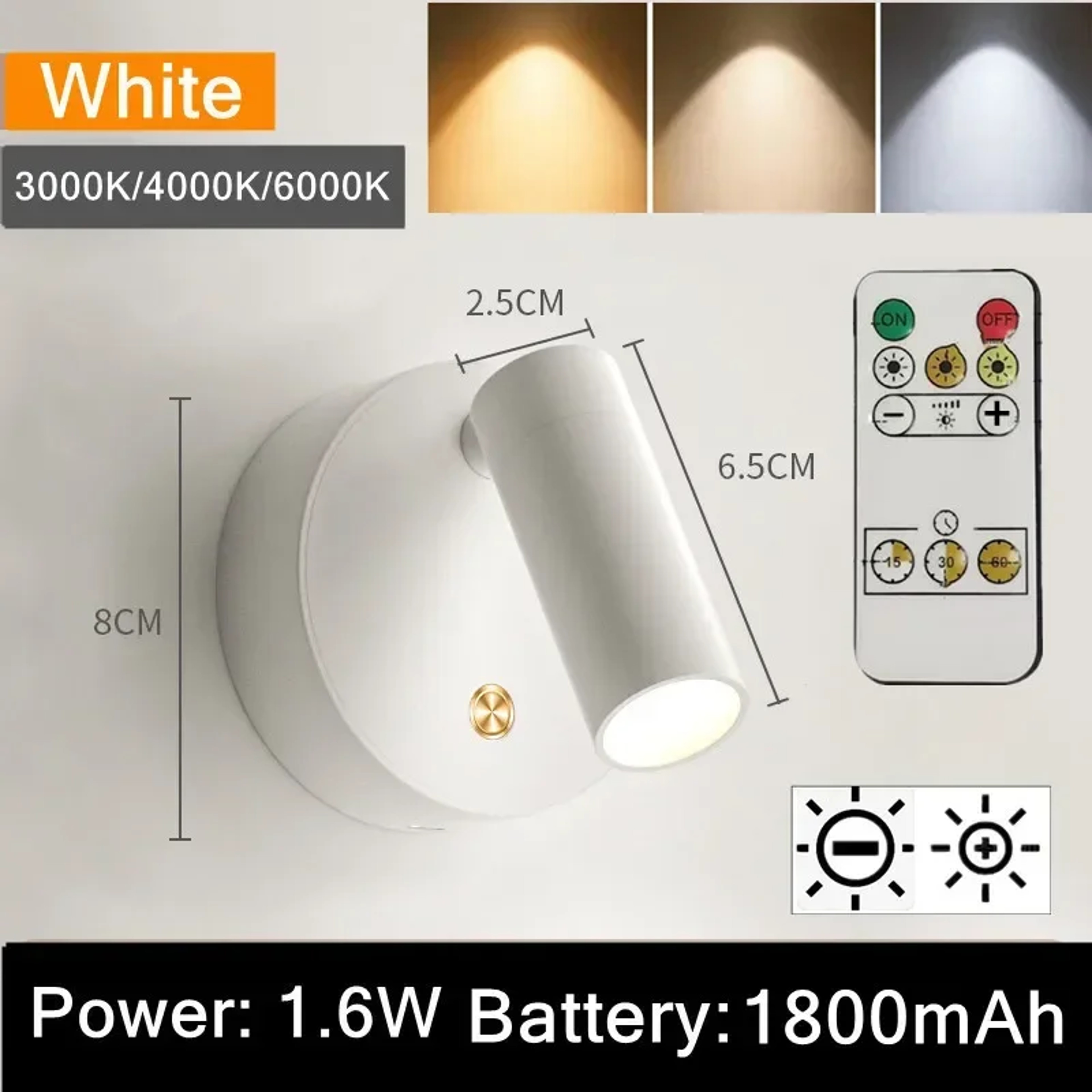 Rechargeable LED Spotlight Touch Dimmable USB Bedside Lamp For Bedroom Kitchen  Cabinet Lighting 7