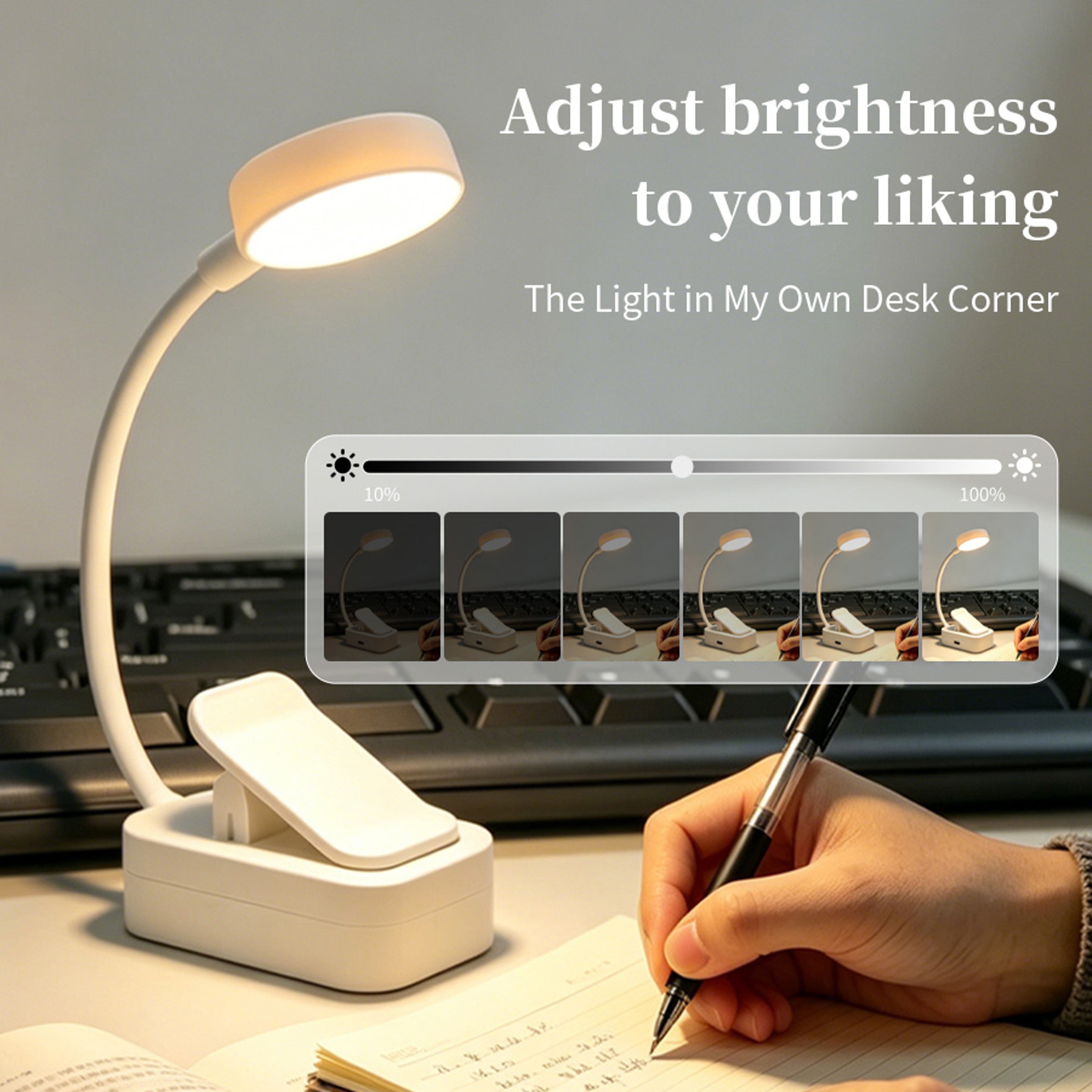 Rechargeable Desk Lamp Clip On LED Reading Light With Light Modes And Flexible Gooseneck 4