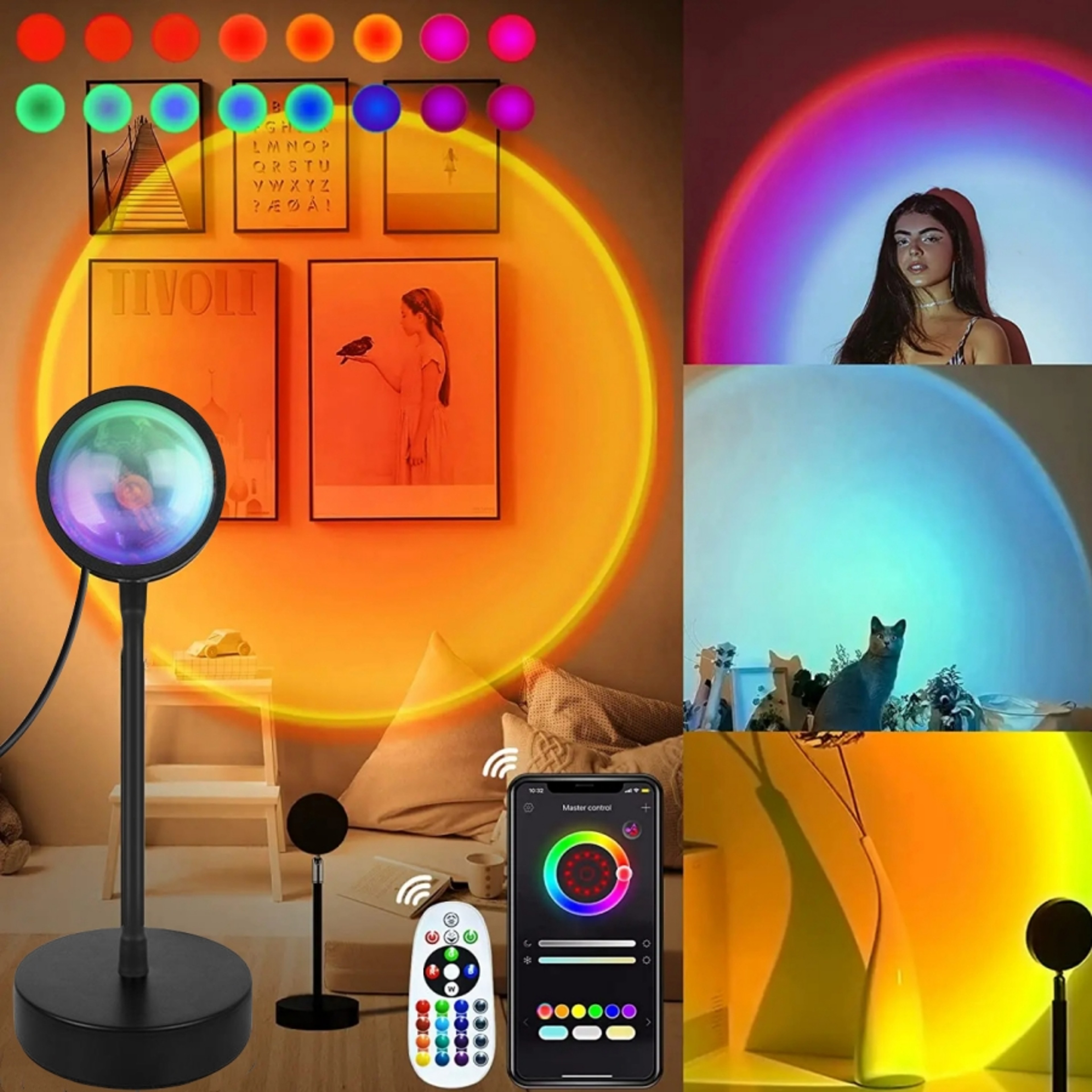 Smart Sunset Projector Lamp With App Control USB RGB Smart LED Night Light 1