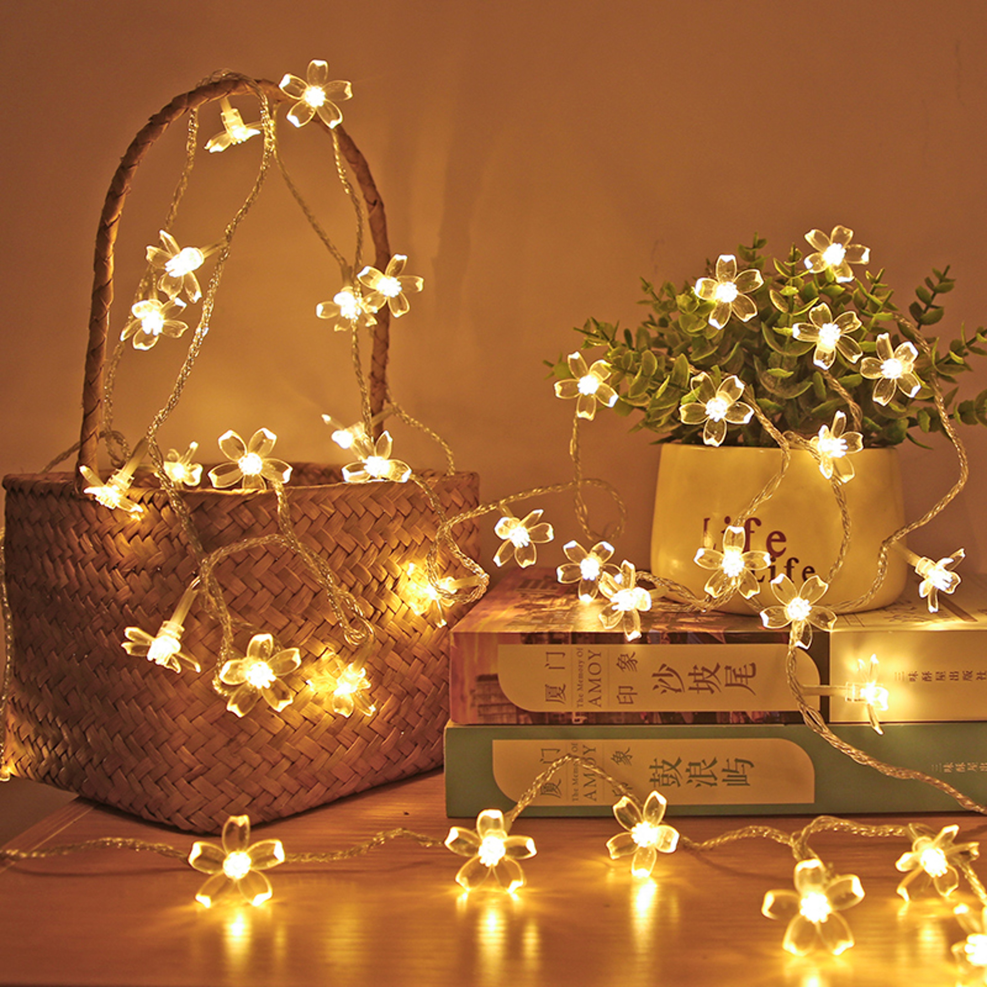 USB Cherry Blossom Fairy Lights LED Flower String Lights for Bedroom, Wedding & Party Decor – view 4