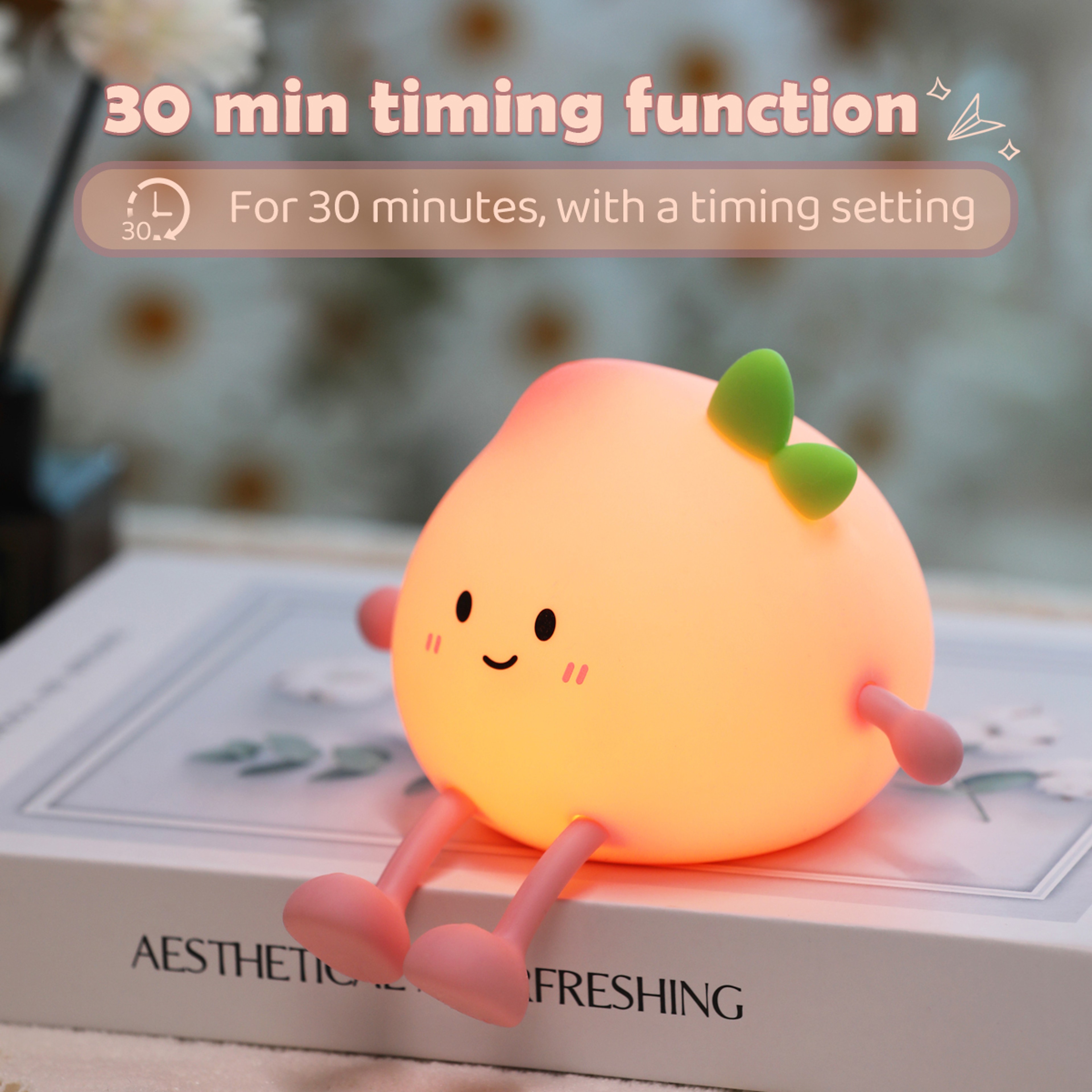 Rechargeable Silicone Peach Night Light Touch Control LED Kids Nursery Bedside Lamp 1