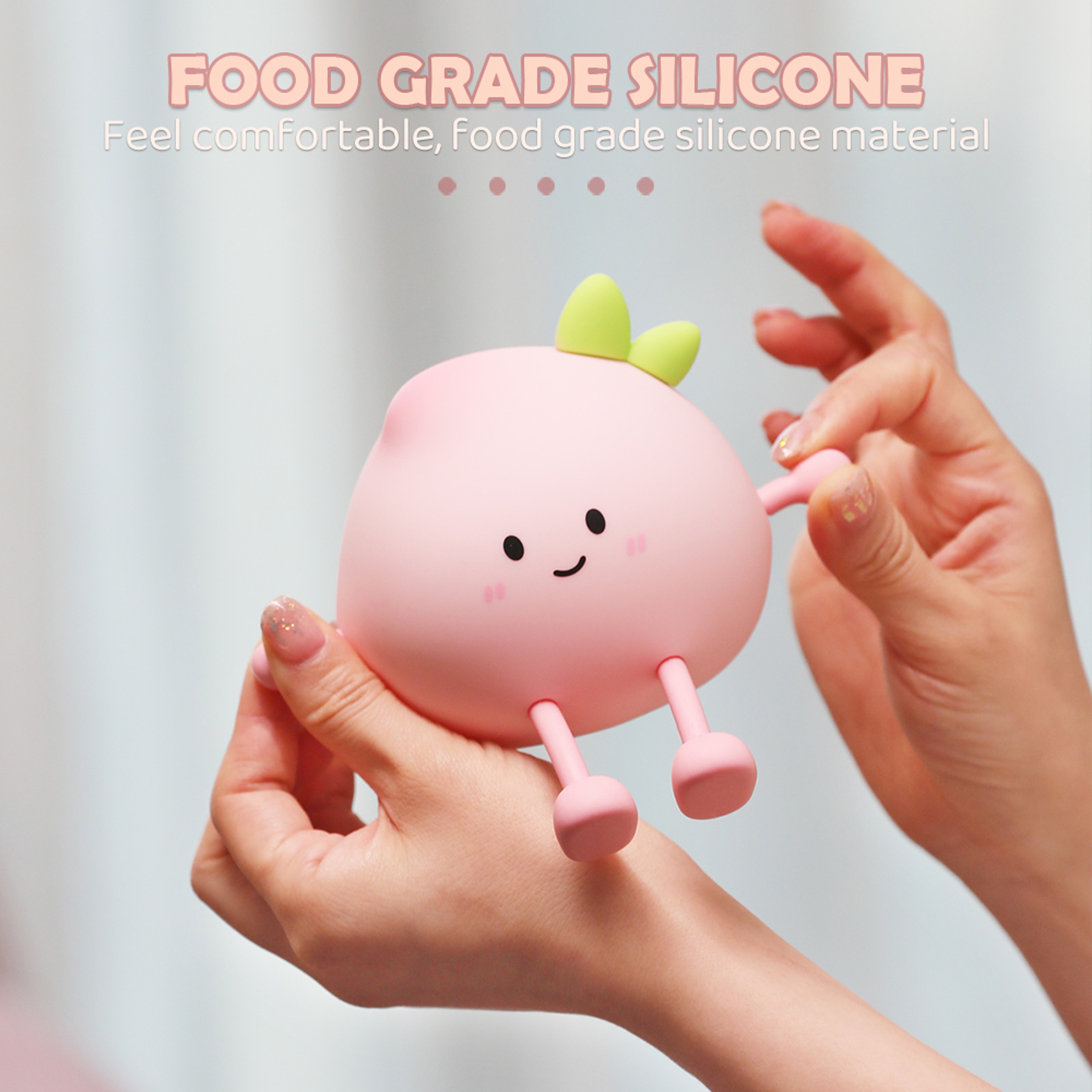 Rechargeable Silicone Peach Night Light Touch Control LED Kids Nursery Bedside Lamp 3