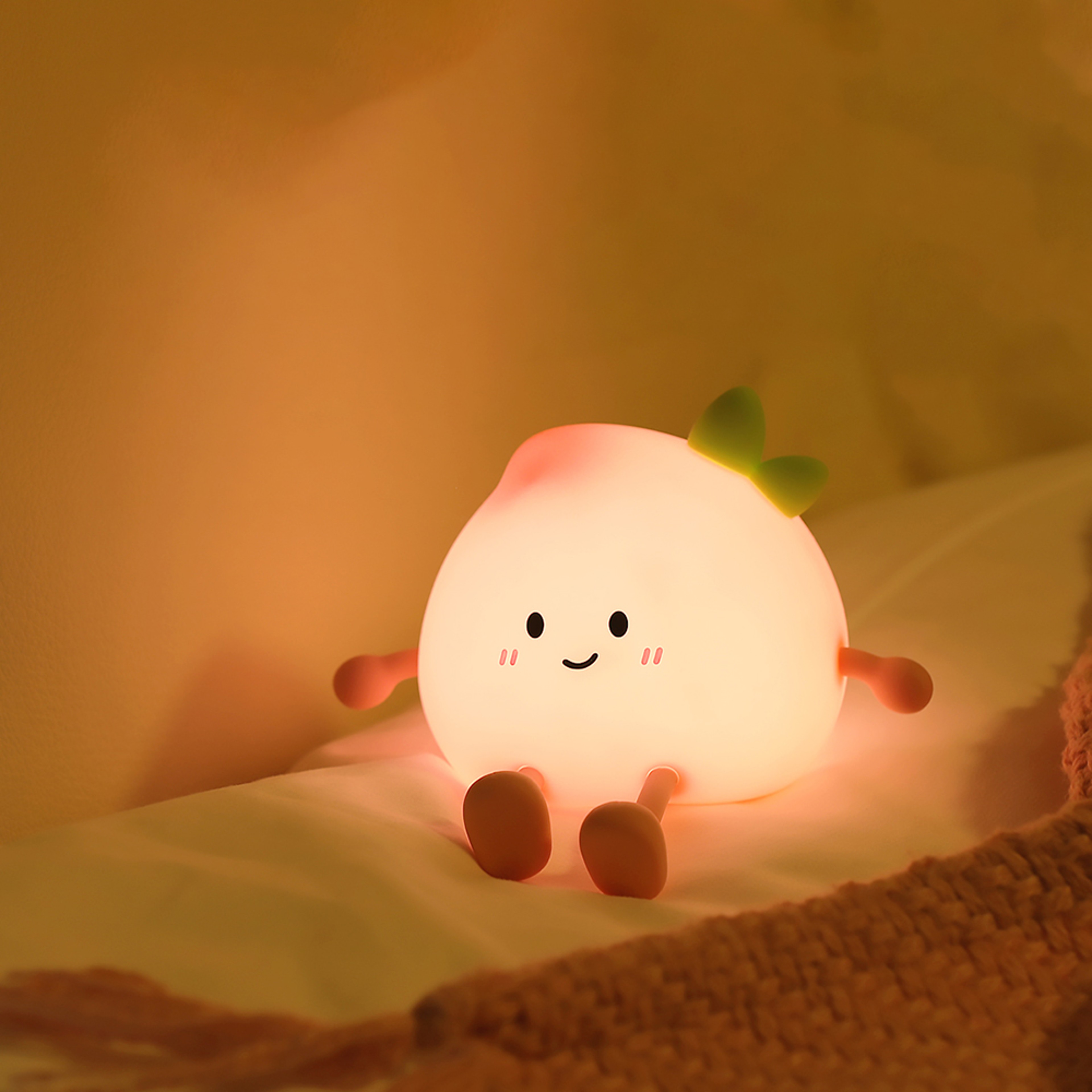 Rechargeable Silicone Peach Night Light Touch Control LED Kids Nursery Bedside Lamp 0