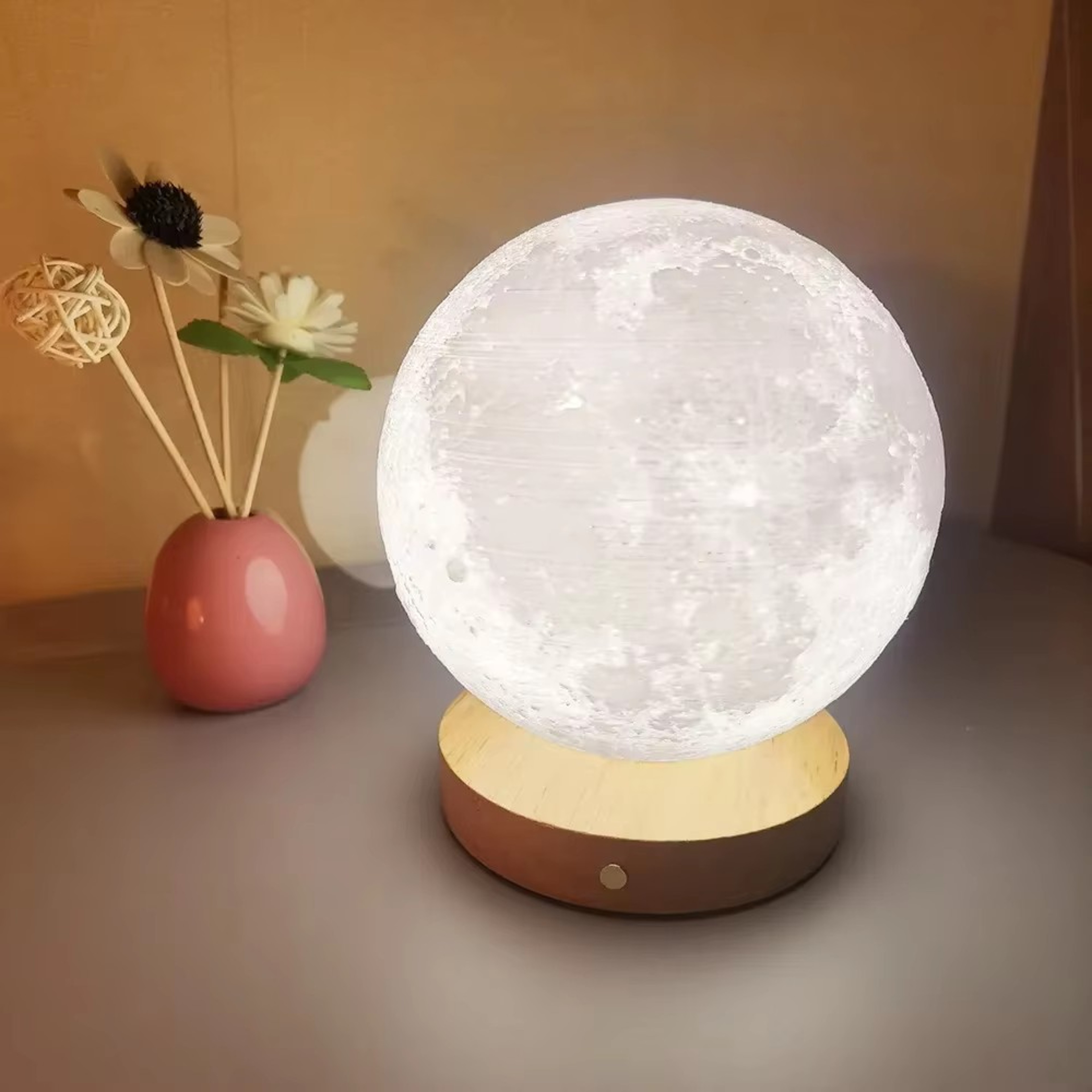 Moon Lamp LED Night Light With Wire Stand For Bedroom Decor  Kids Bedside Gift 0
