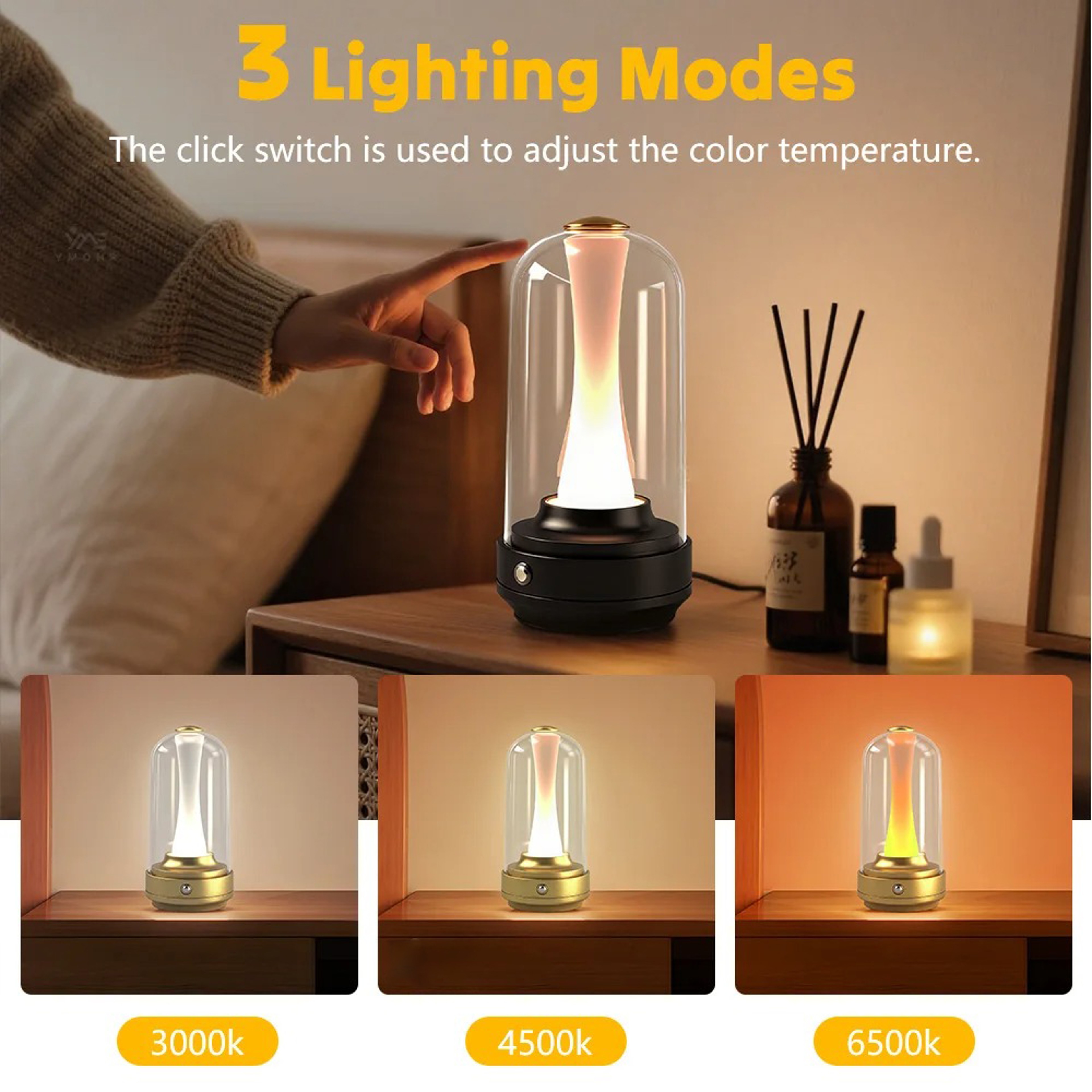Lumi Glow Rechargeable Bedside Lamp With Touch Control Dimmable LED Mood Light 4