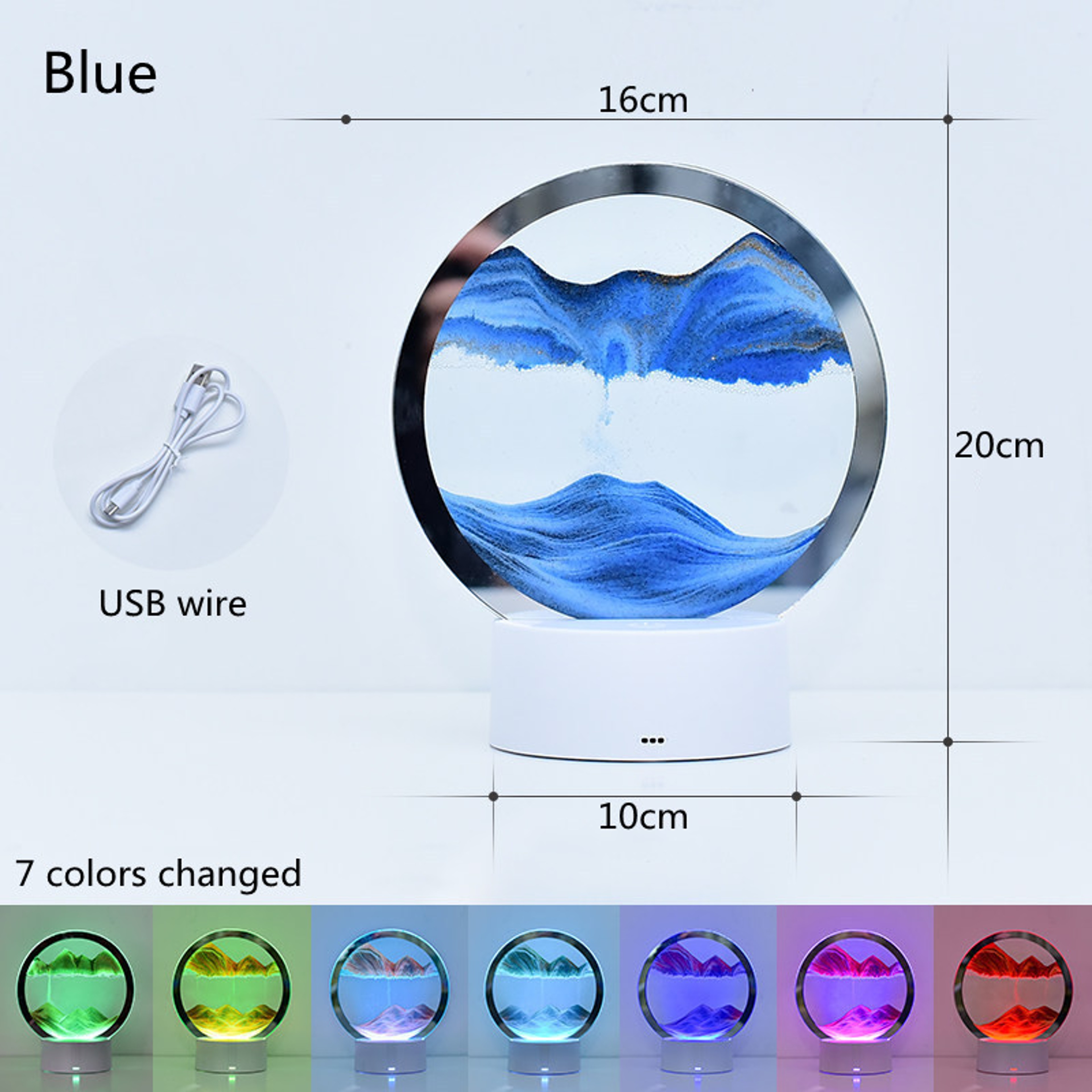 Flowing Sand Lamp LED Night Light Moving Sand Art Desk Decor For Relaxation 6
