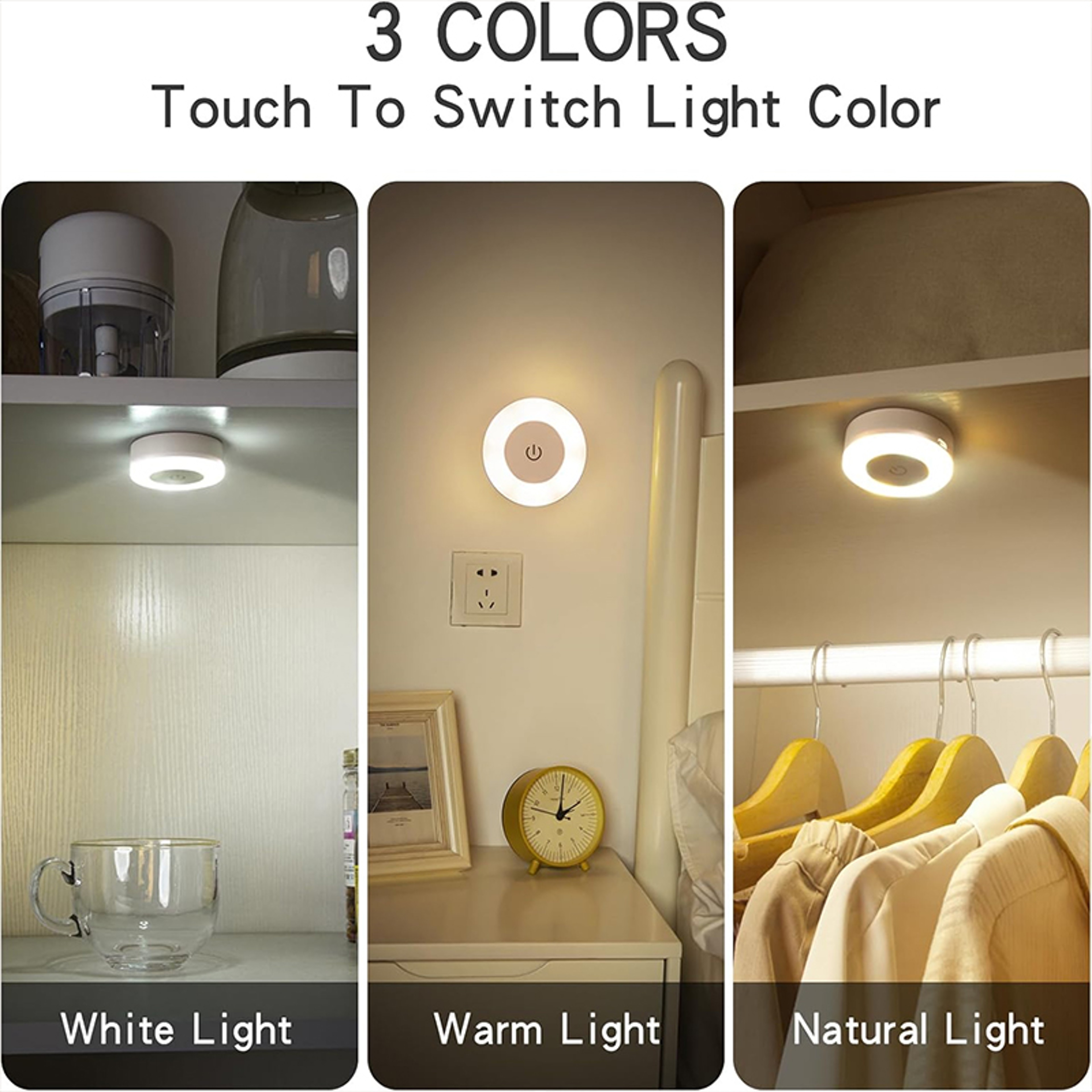 Rechargeable LED Touch Light Wireless Stick On Puck Light for Closets, Cabinets & Under Cabinet Lighting – view 5
