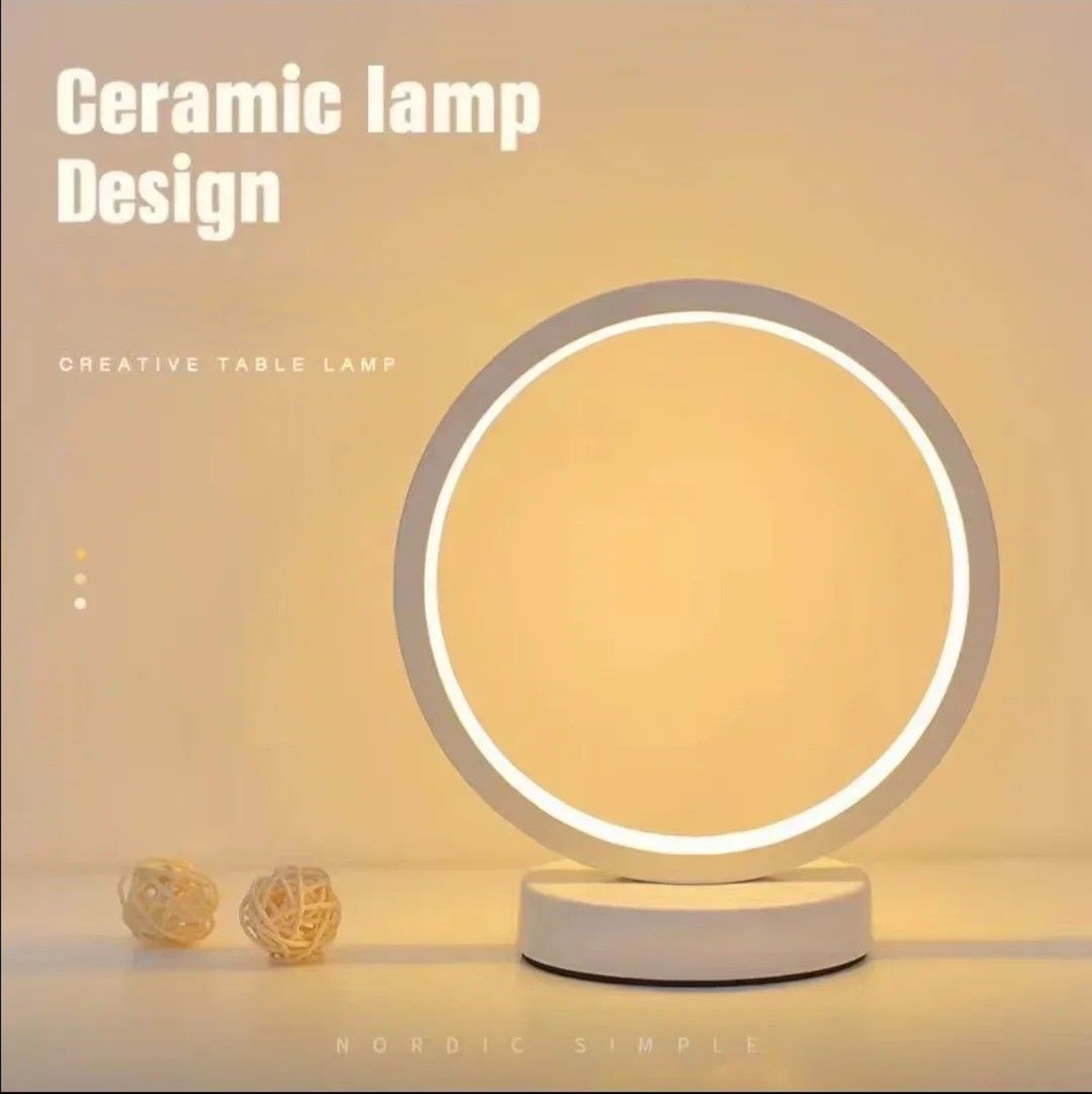 Modern LED Bedside Lamp Dimmable Ring Table Light For Bedroom Living Room  Home Decor 0