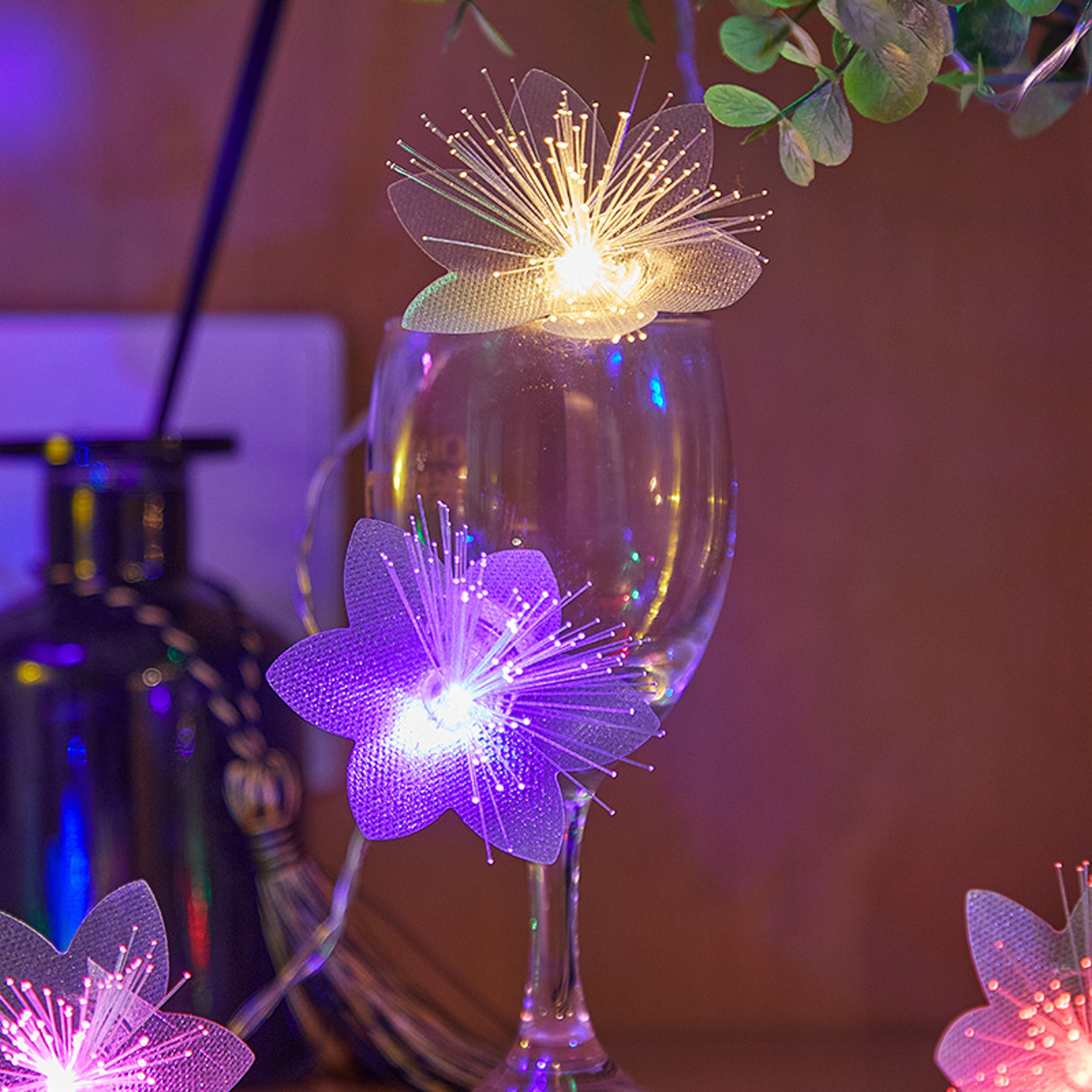 Fiber Bloom LED Flower Garland Battery Powered String Lights For Weddings Parties  Home Decor 1