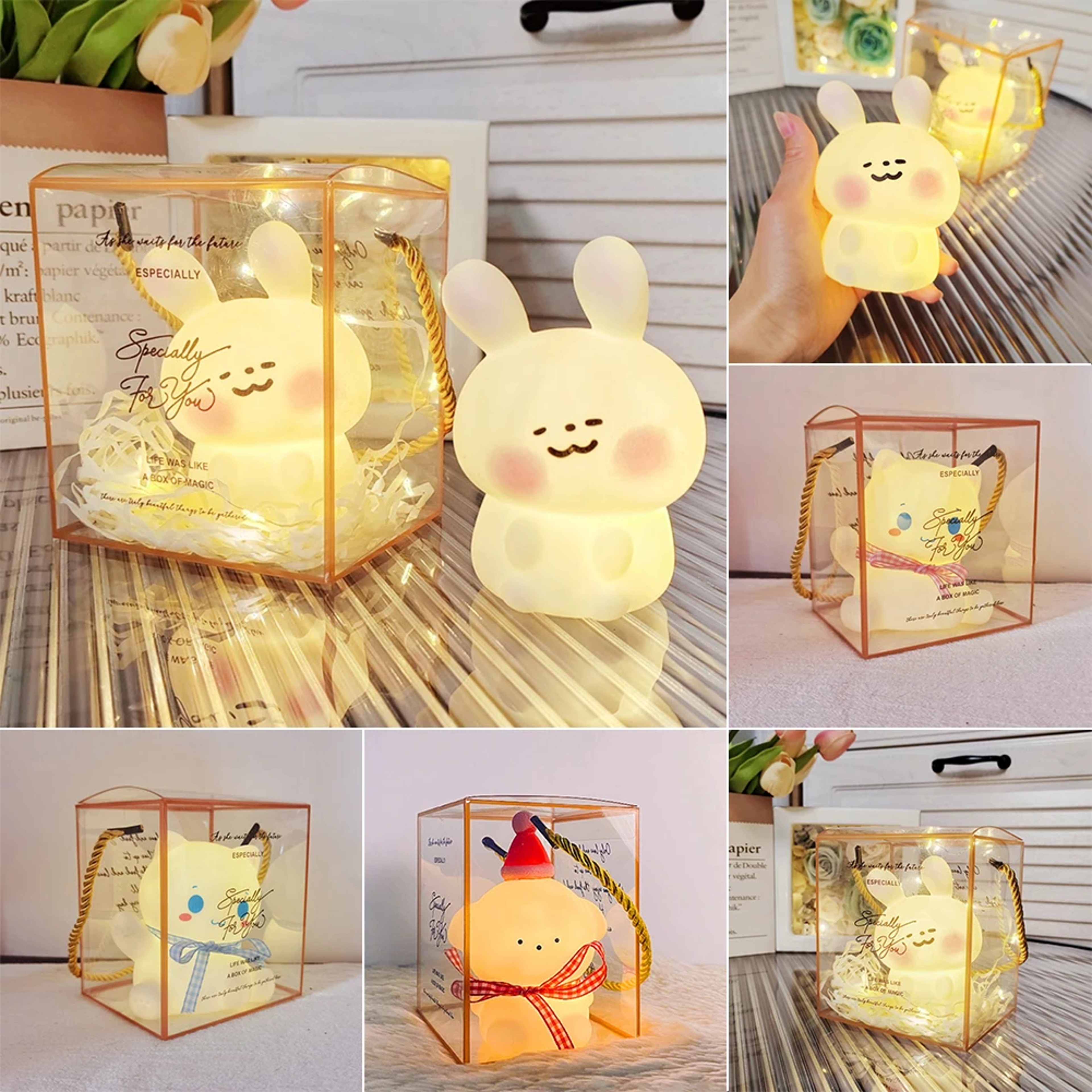 Cute Rabbit Night Light Soft Silicone Touch Lamp For Kids Bedroom Nursery Decor 1
