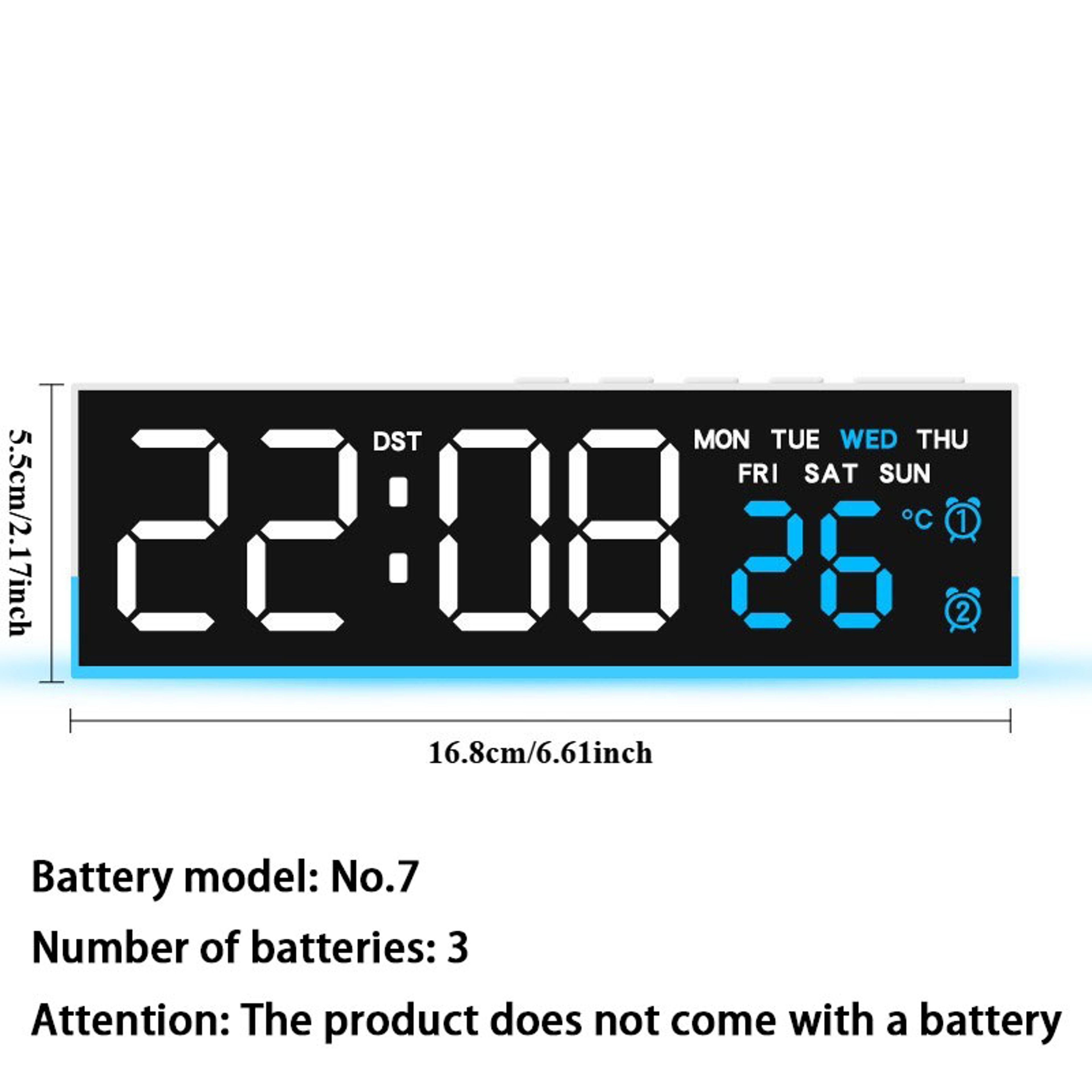 Glow Time LED Digital Alarm Clock With Ambient Light Dual Alarm  Temperature Displays 4