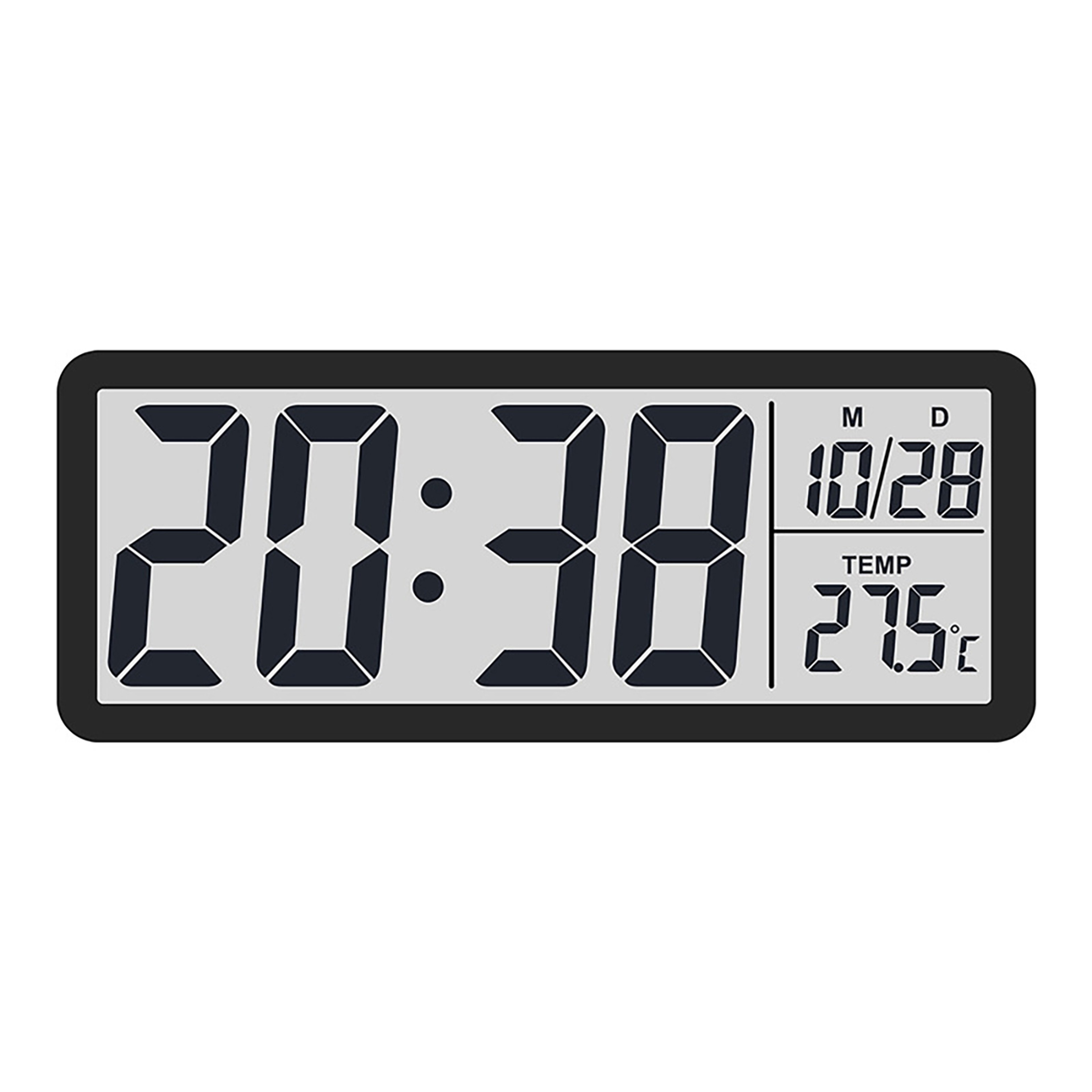 Large LCD Digital Wall Clock With Temperature Calendar  Week Display Battery Powered 6