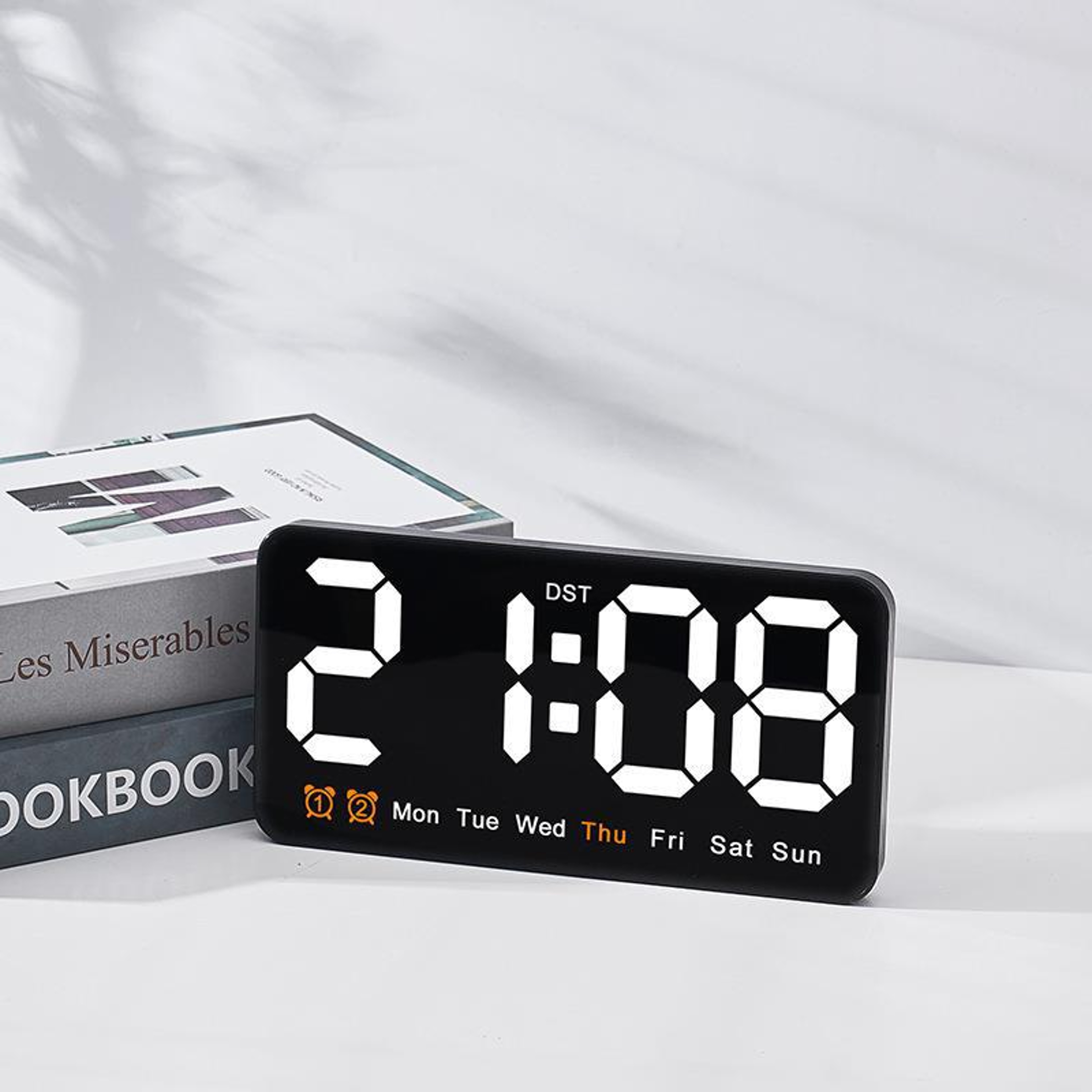 Large Digital Wall Clock With Voice Control LED Display Dual Alarm  Temperature Display 1