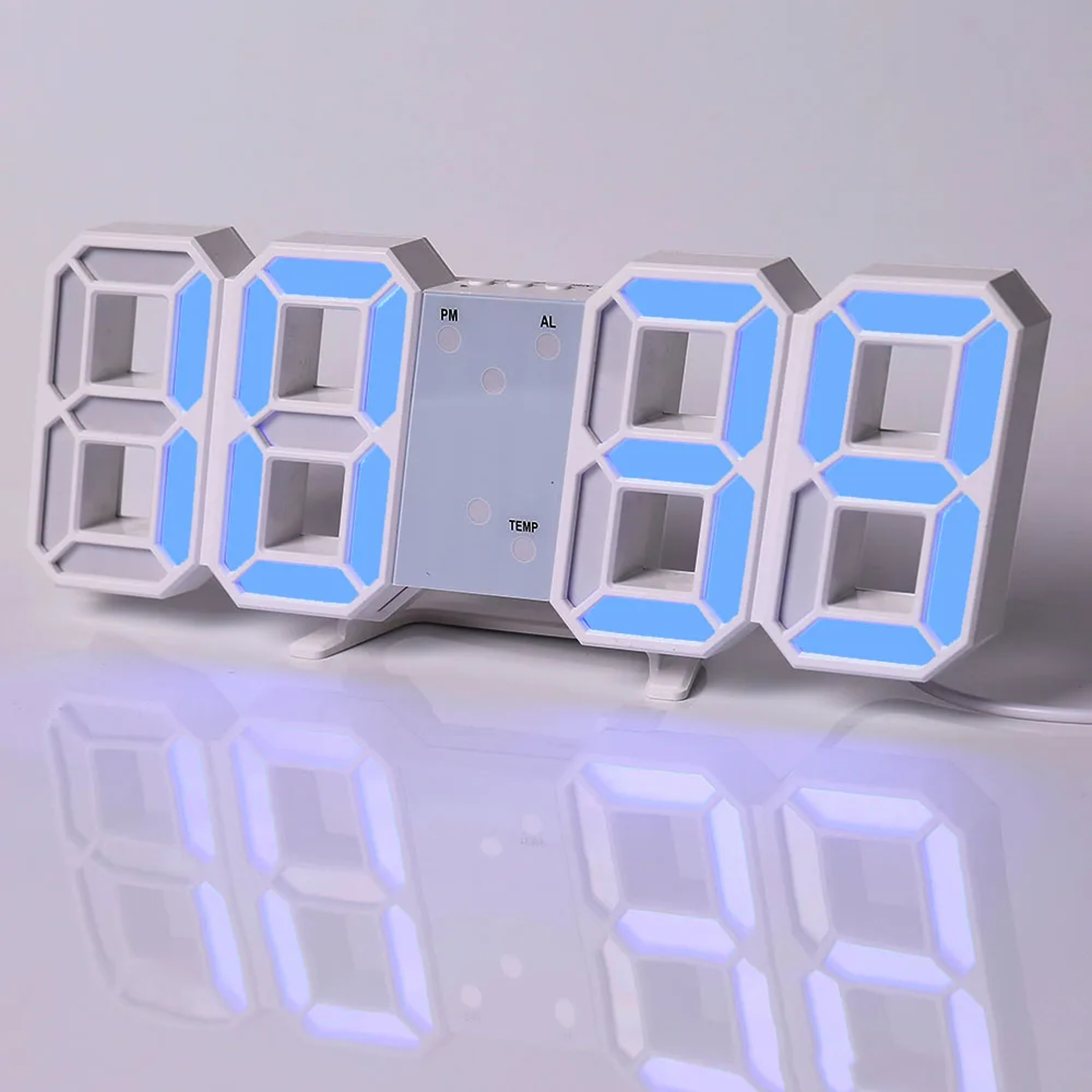 Lumi Time LED Digital Wall Clock With Alarm Date Temperature  USB Power 5