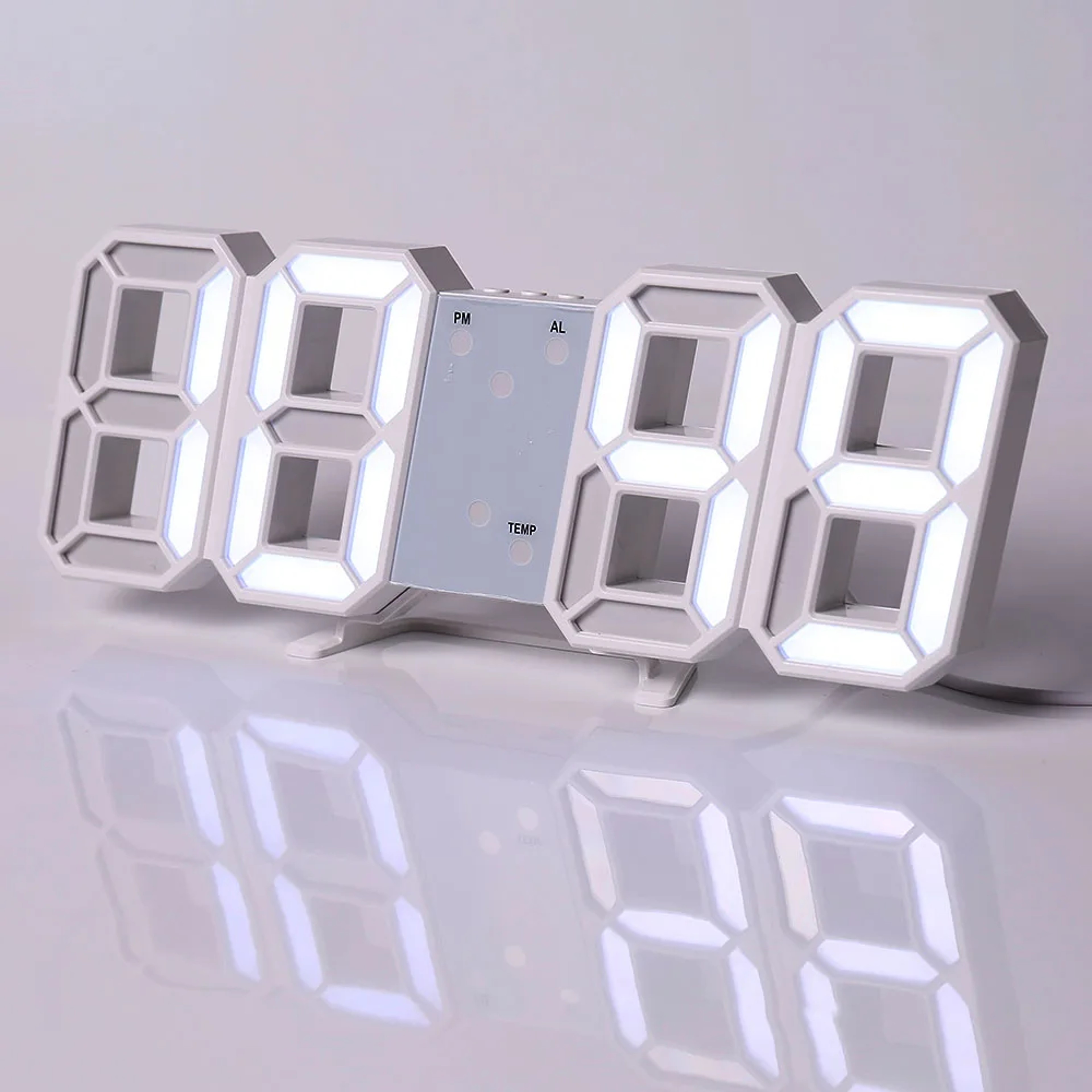Lumi Time LED Digital Wall Clock With Alarm Date Temperature  USB Power 6