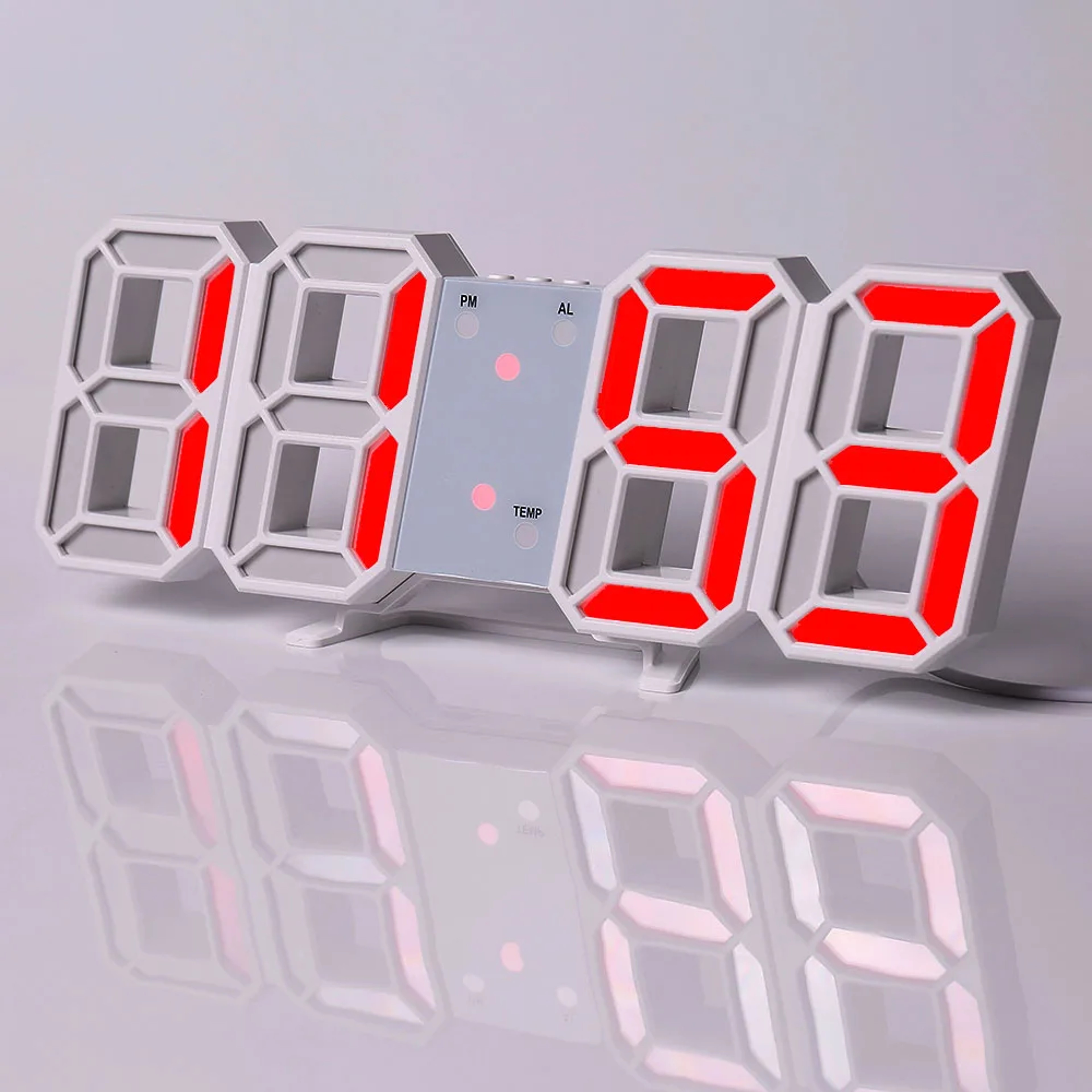 Lumi Time LED Digital Wall Clock With Alarm Date Temperature  USB Power 7