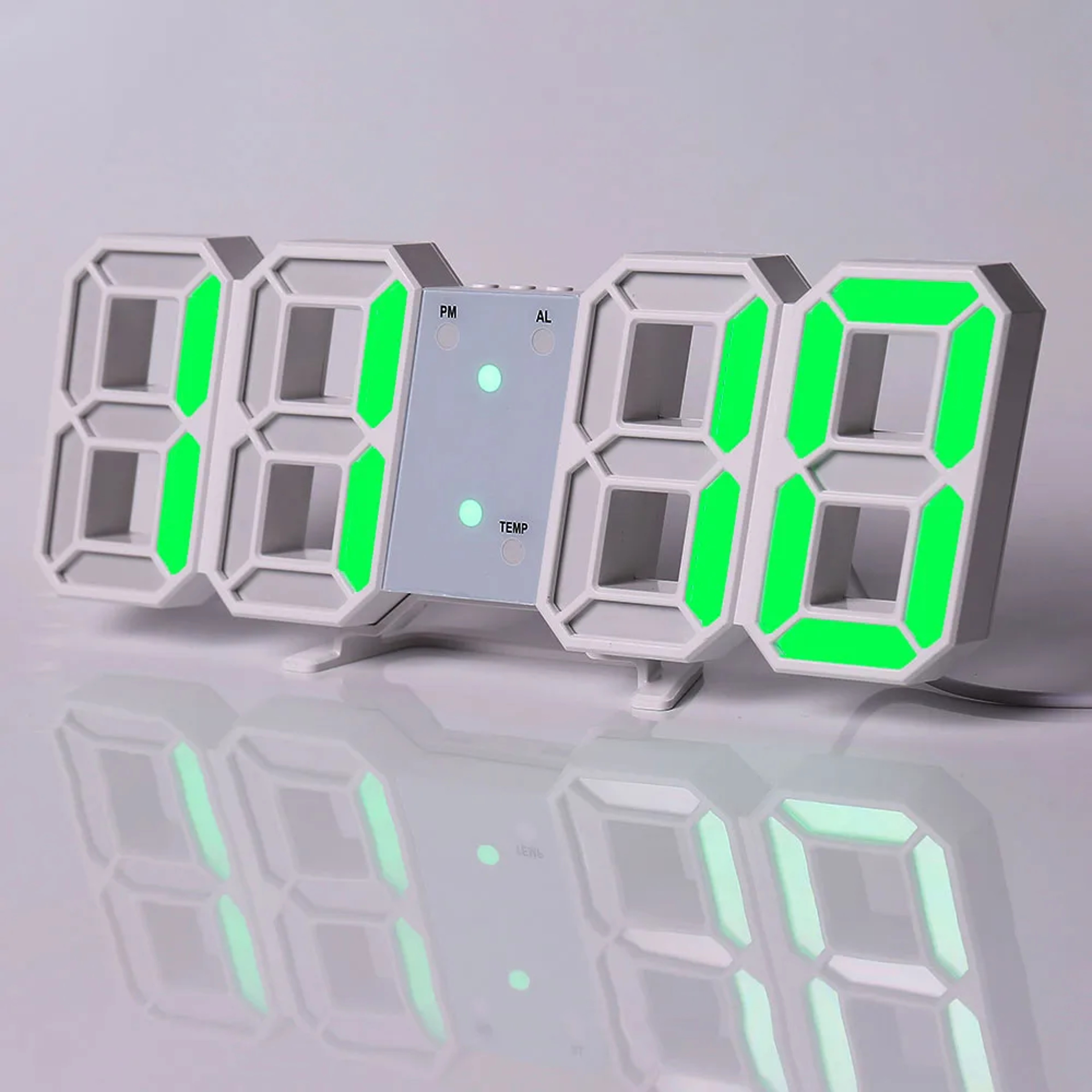 Lumi Time LED Digital Wall Clock With Alarm Date Temperature  USB Power 8