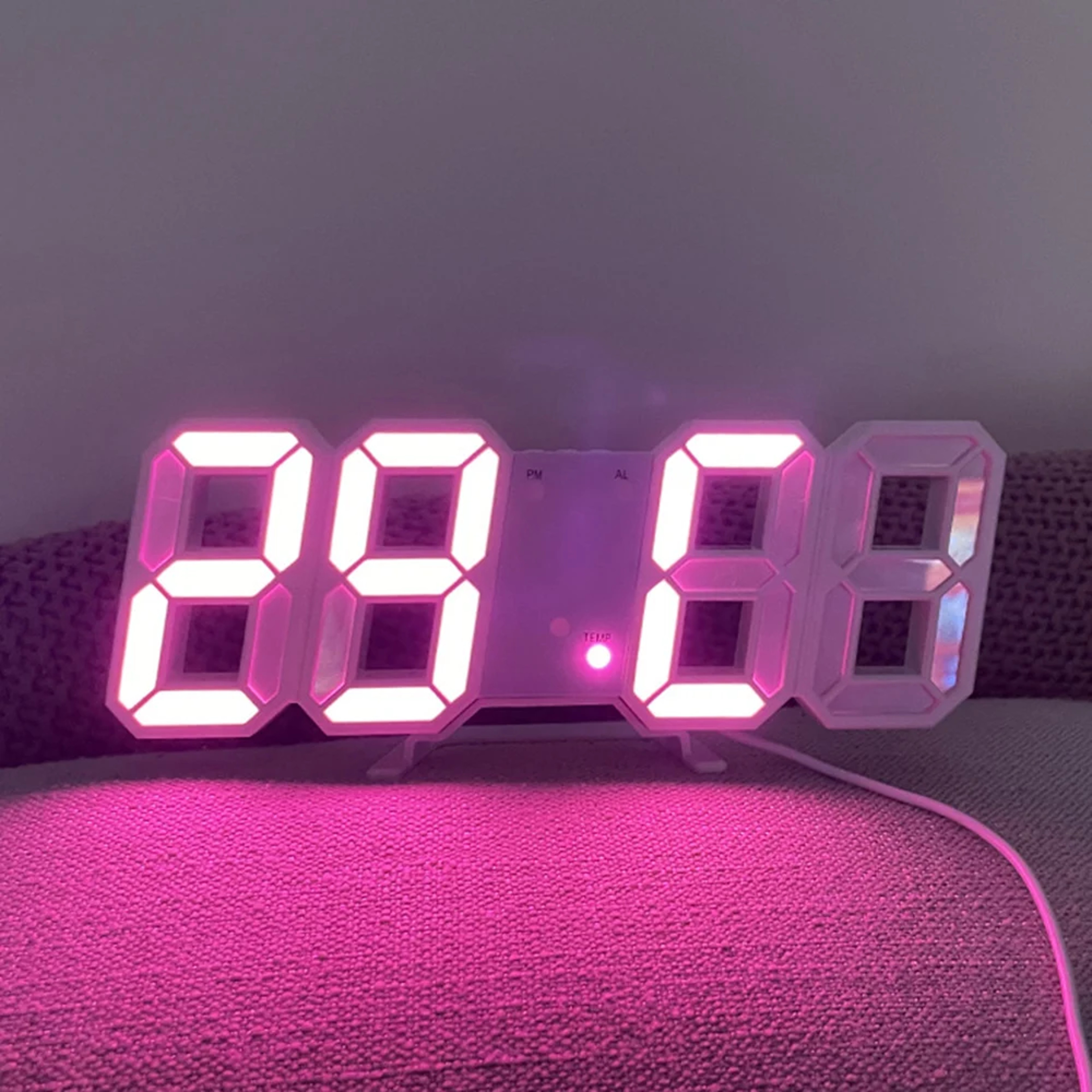 LED Digital Clock With Alarm Temperature Display  Adjustable Brightness For Wall Or Desk 7
