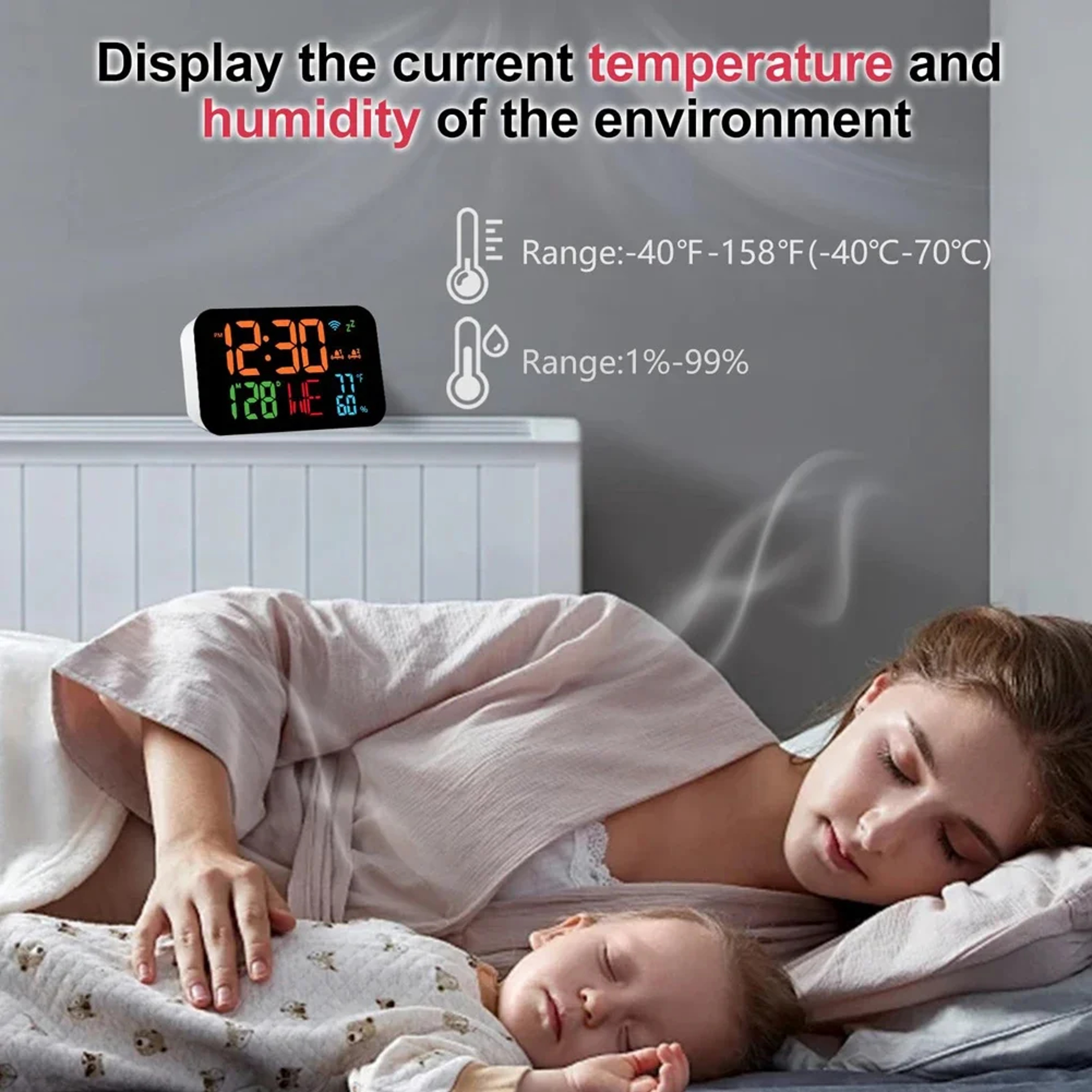 Tuya WiFi Digital Clock With Smart Thermometer Hygrometer  LED Calendar Display 5