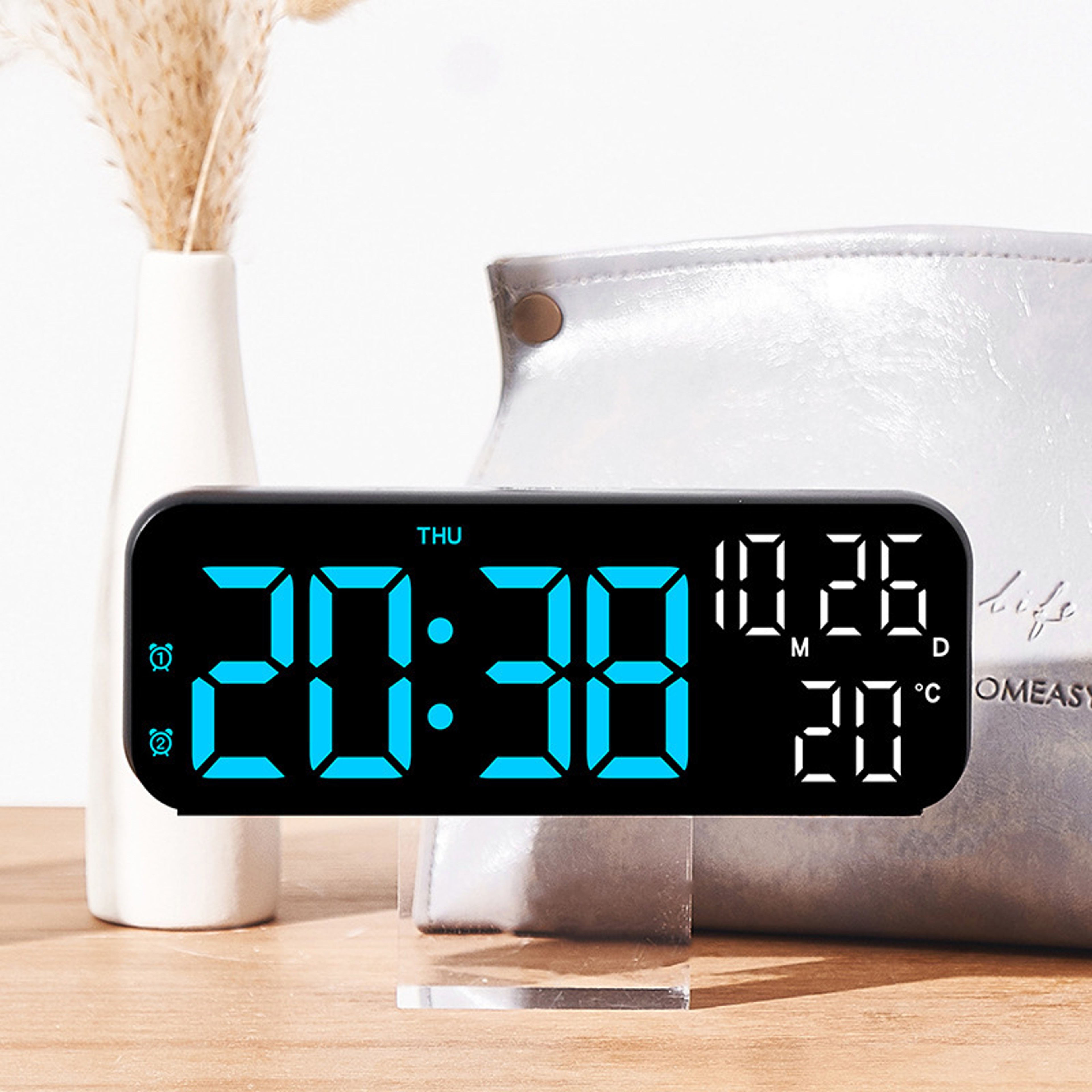 Smart LED Digital Alarm Clock With Voice Control Temperature Display  Night Mode 3