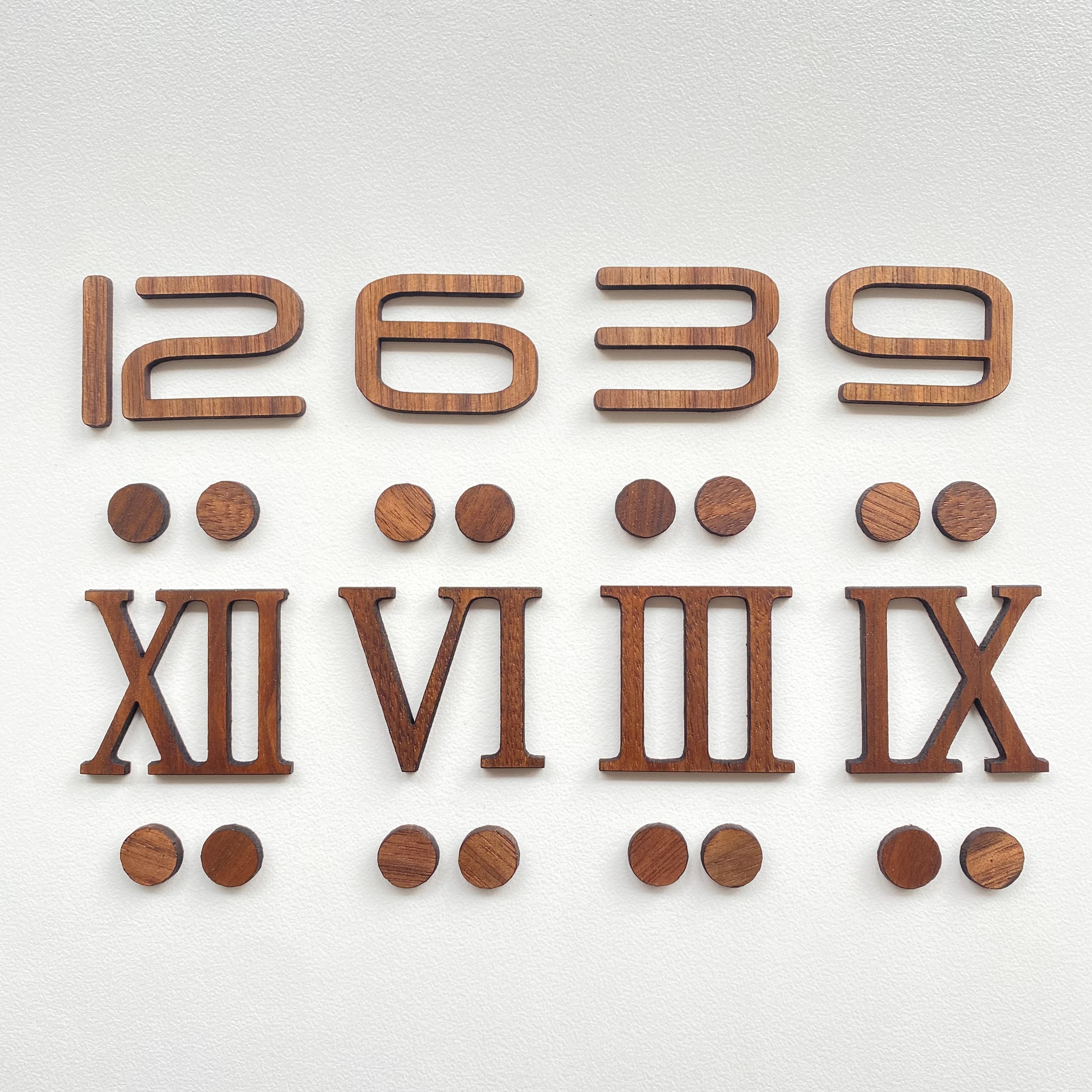 Custom Wooden Clock Numbers Kit With Self Adhesive Arabic  Roman DIY Wall Clock Numerals 0