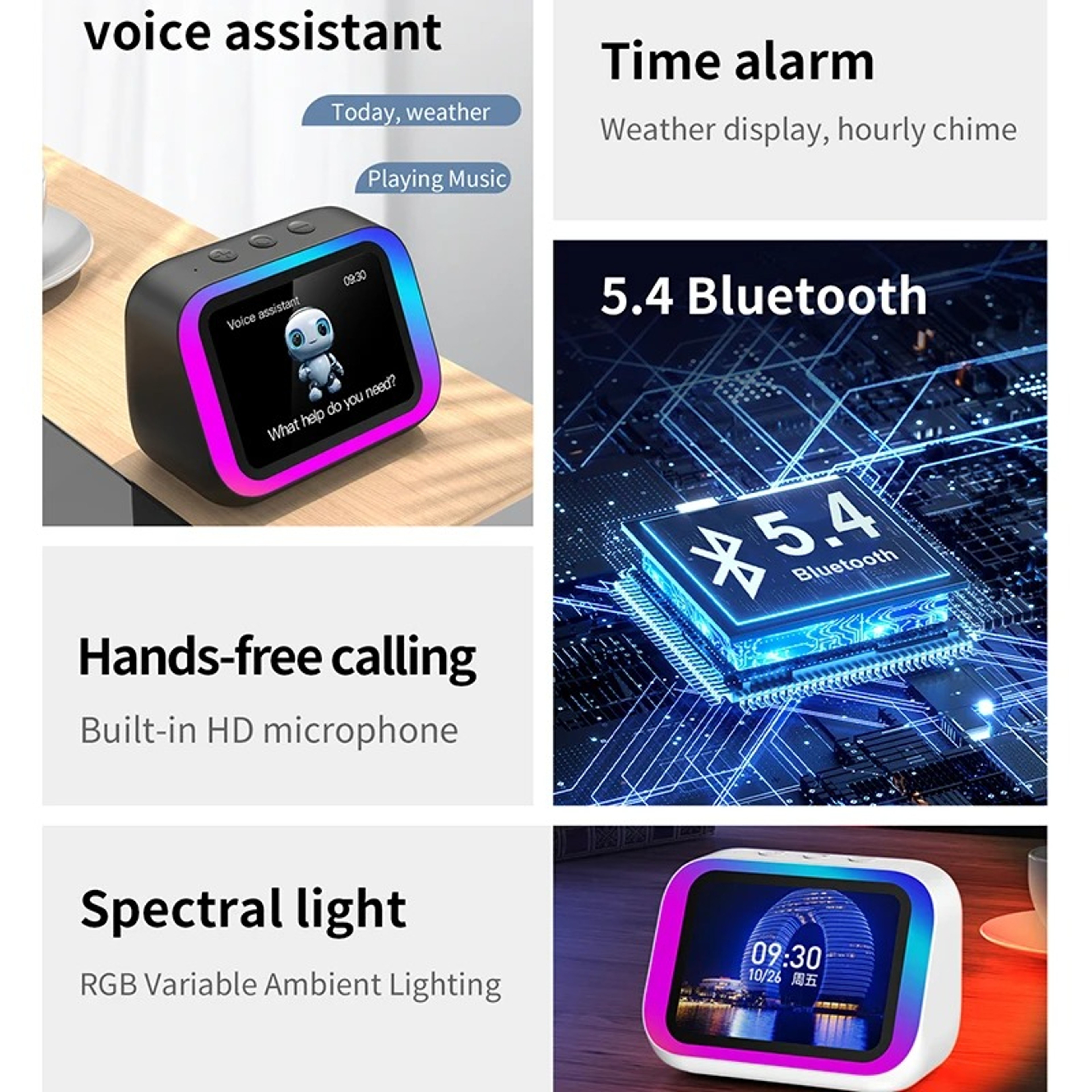 Smart Bluetooth Alarm Clock Speaker With Weather Display Digital Photo Frame  APP Control 4