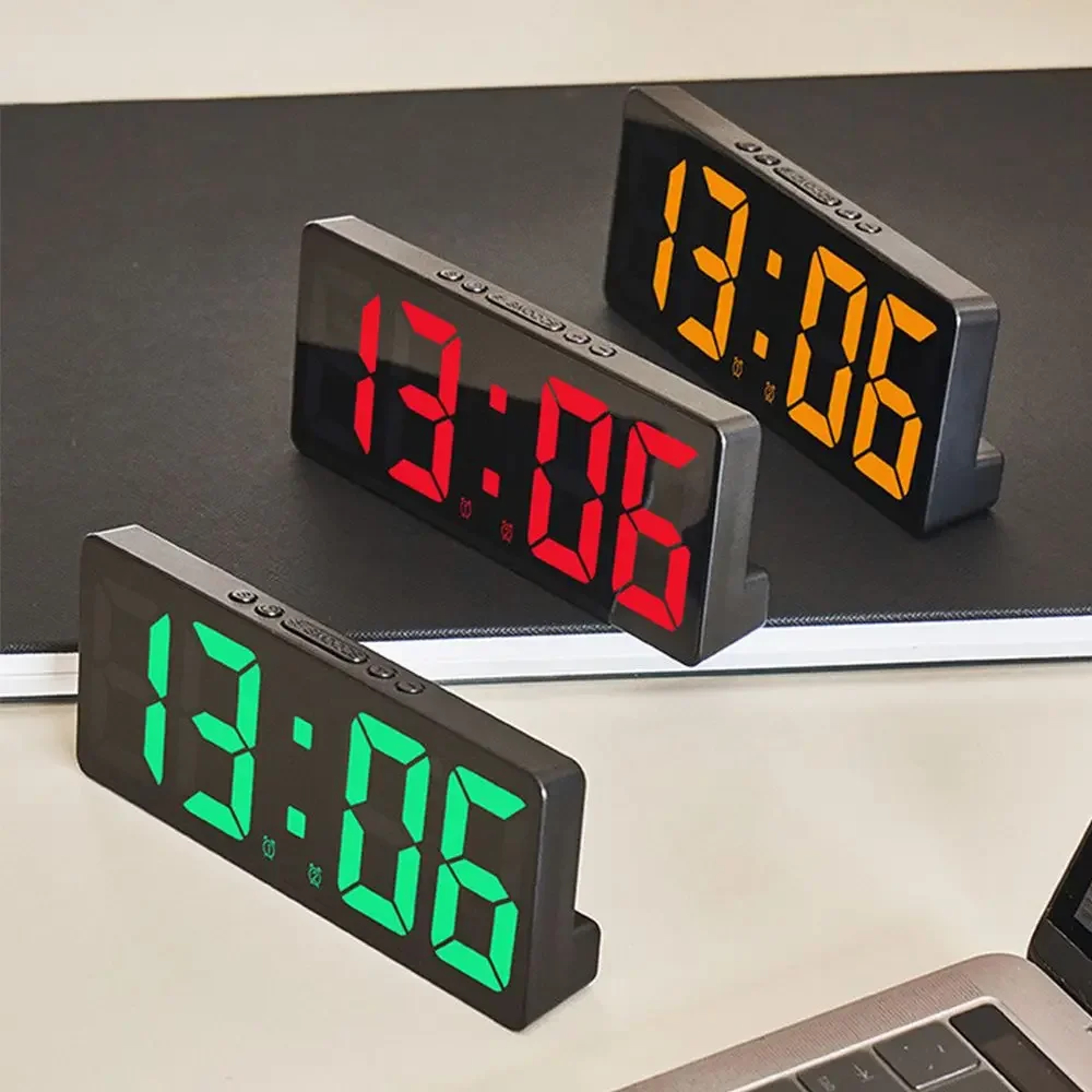 Smart LED Digital Alarm Clock With Large Display Temperature Calendar  Night Light 0