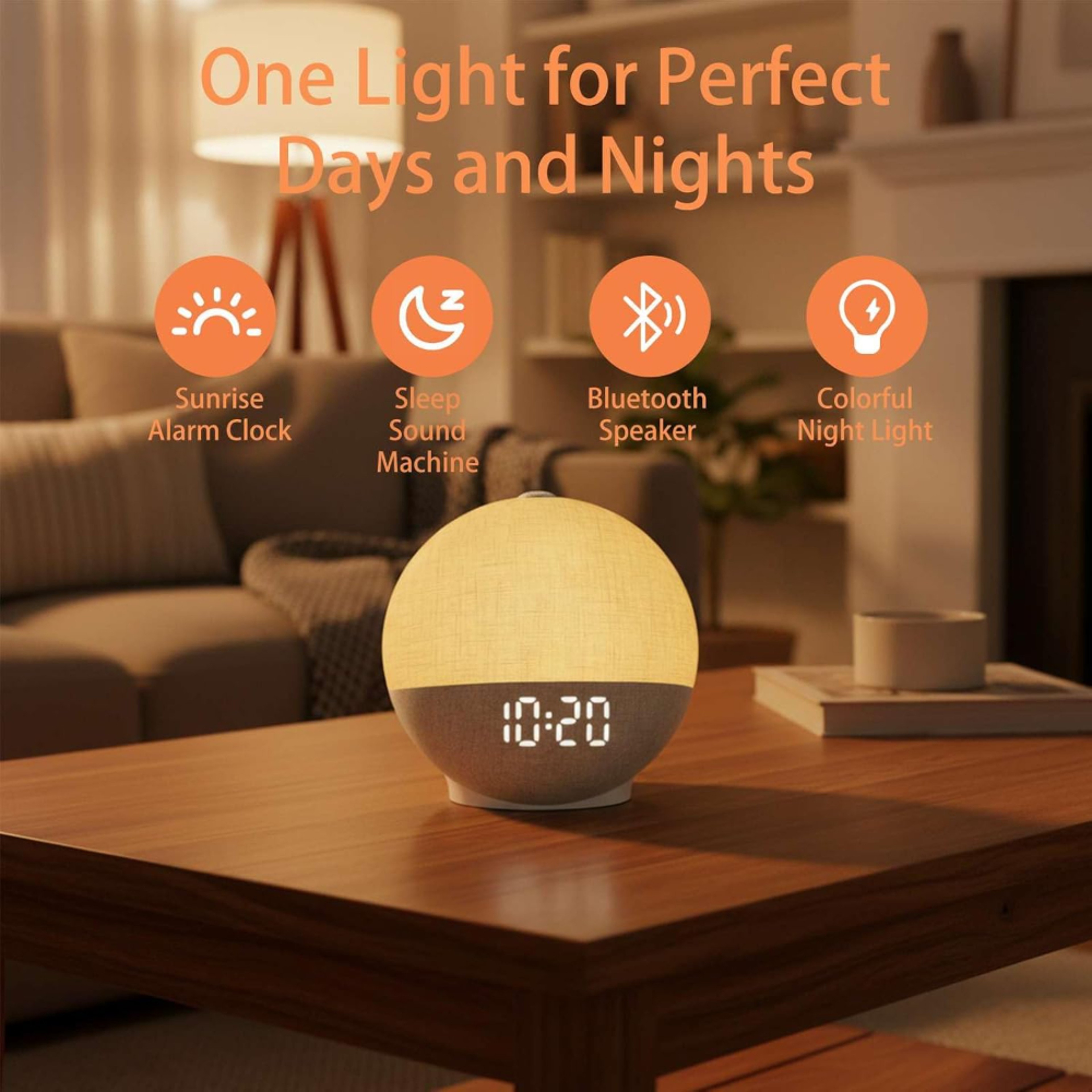 Sunrise Alarm Clock With White Noise Machine Wake Up Light  Bluetooth Speaker 3