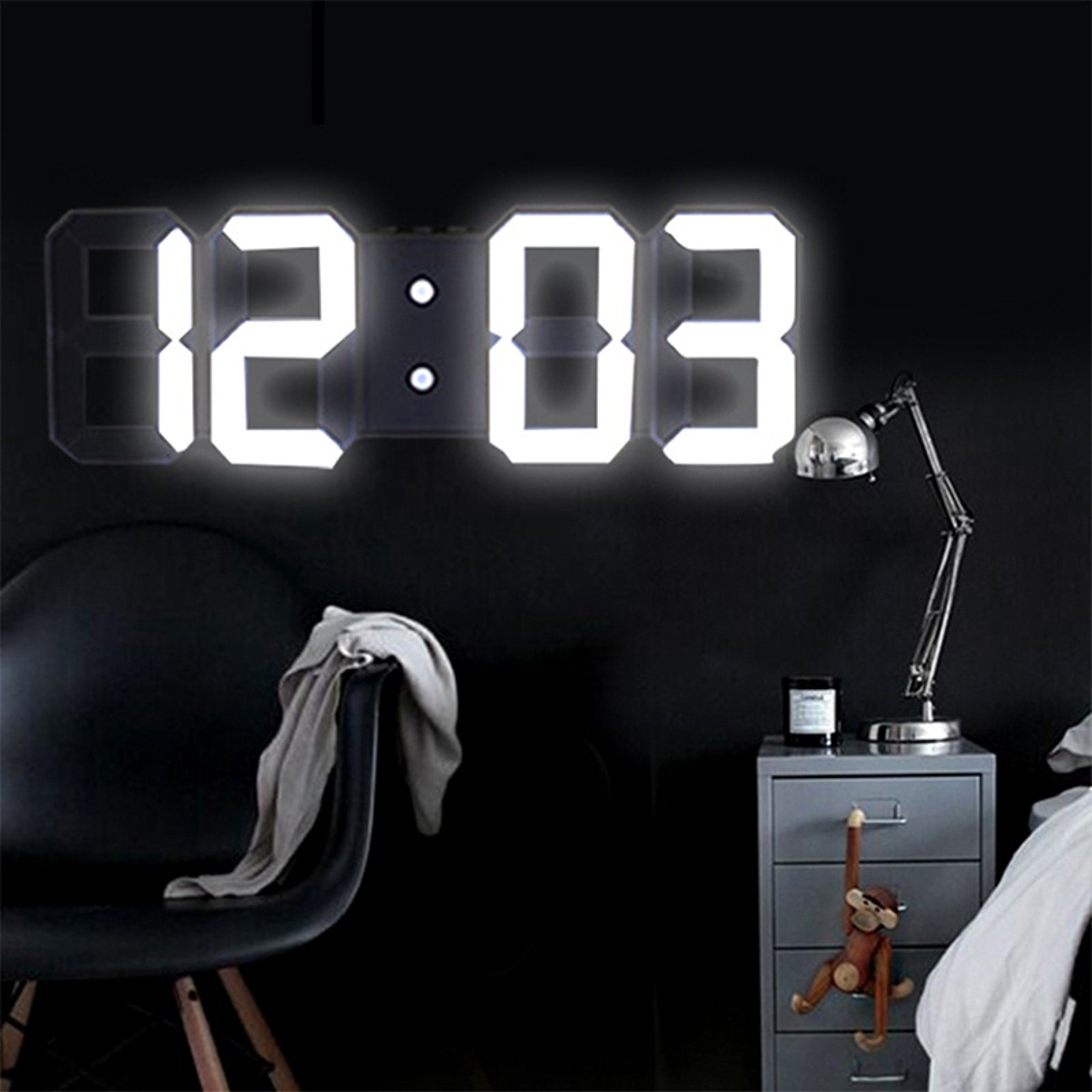 LED Digital Wall Clock With Alarm Date  Temperature Display For Home And Office 0
