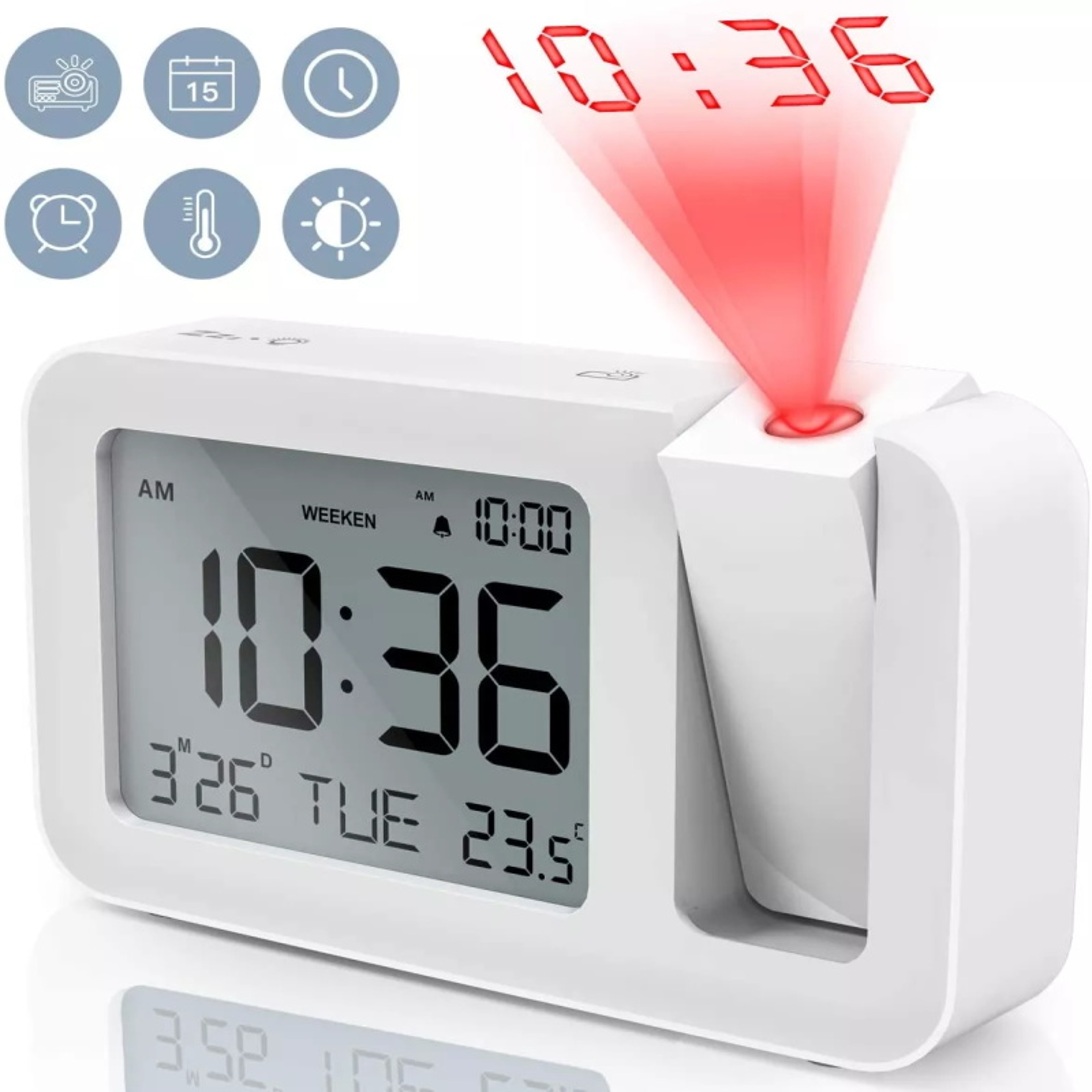Projection Alarm Clock With LED Display USB Rechargeable Digital Bedside Clock  Ceiling Time Projec 1