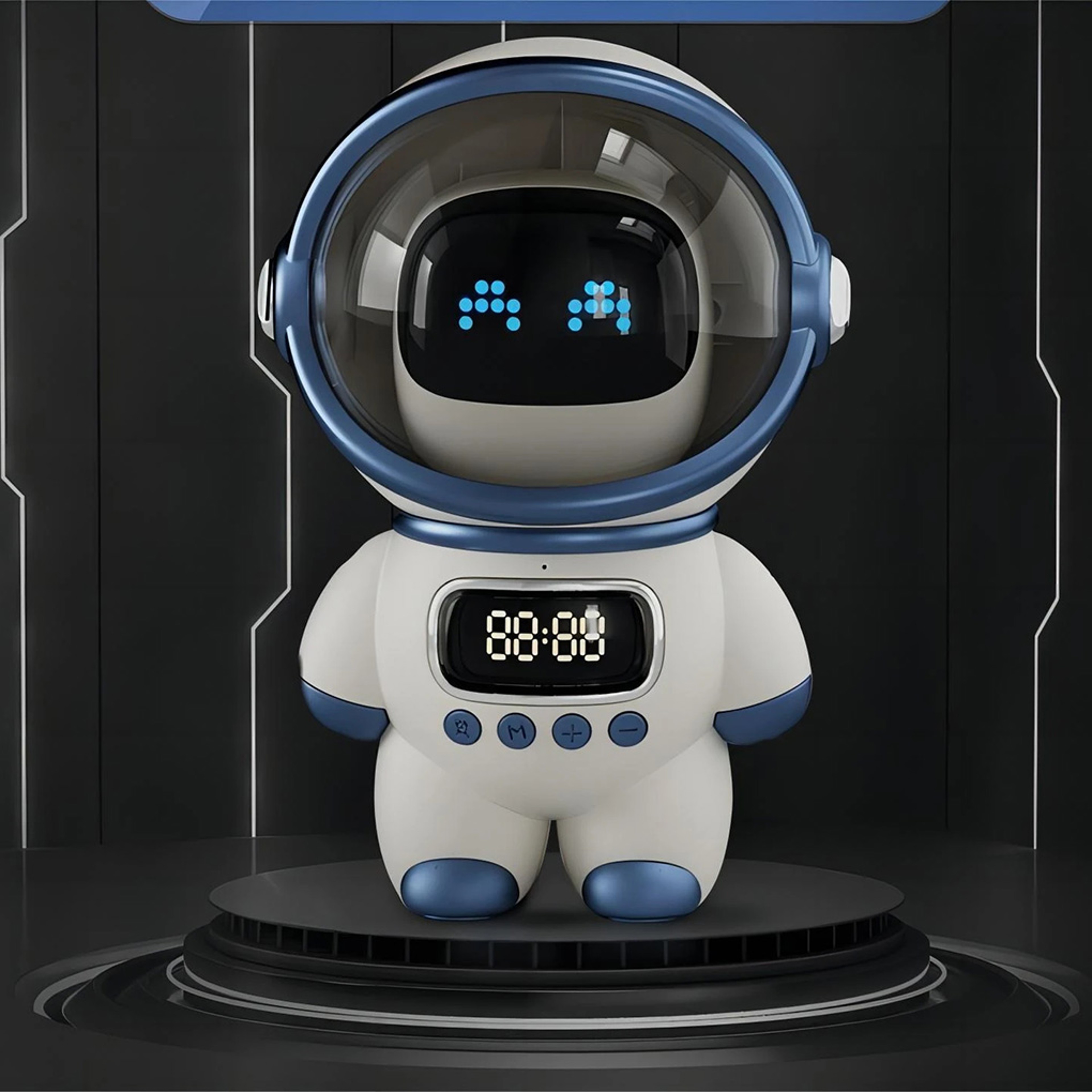 Astronaut Bluetooth Alarm Clock Speaker with Night Light & USB Rechargeable Bedside Clock – view 3