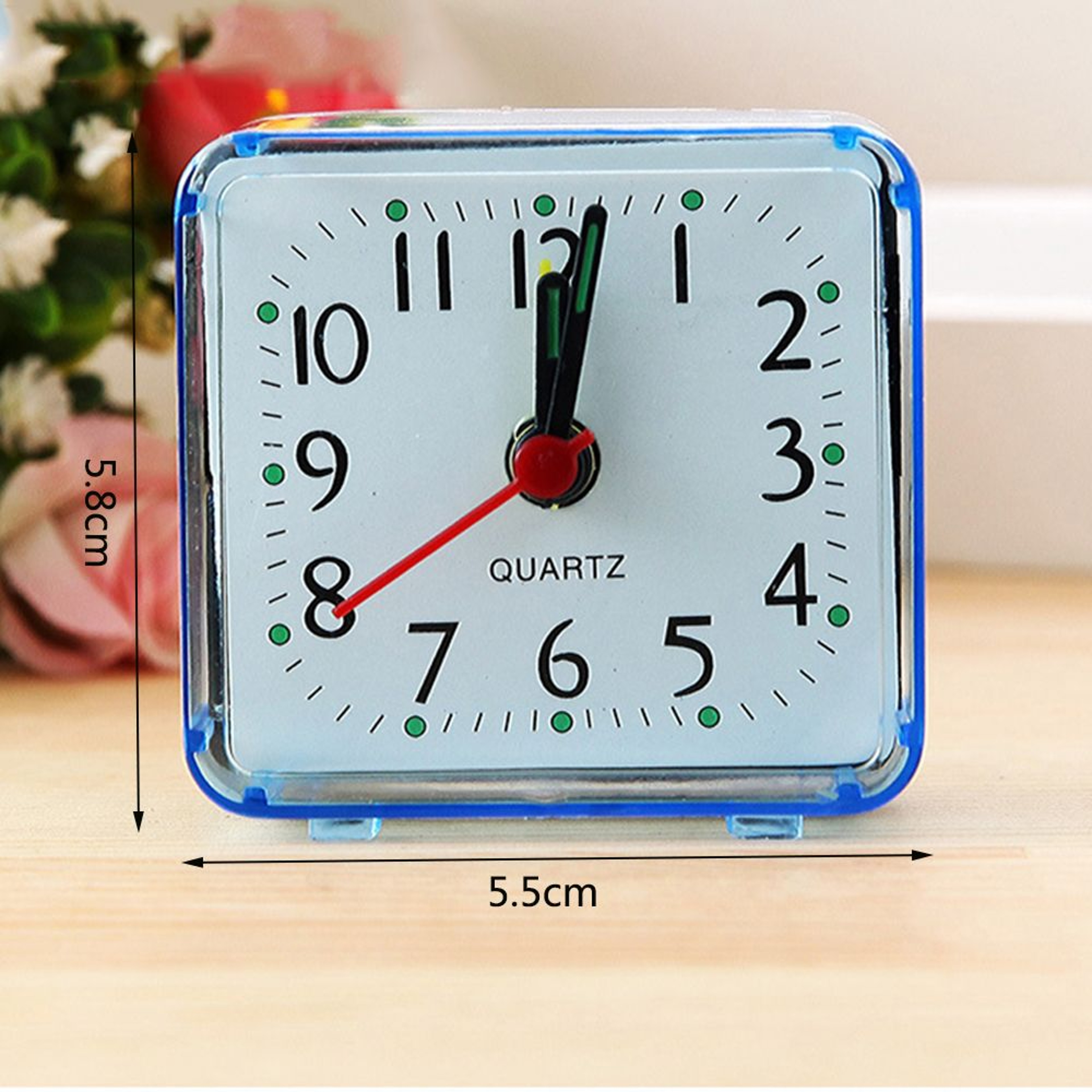 Silent Bedside Alarm Clock Battery Operated Square Desk Clock For Kids Students  Travel 2