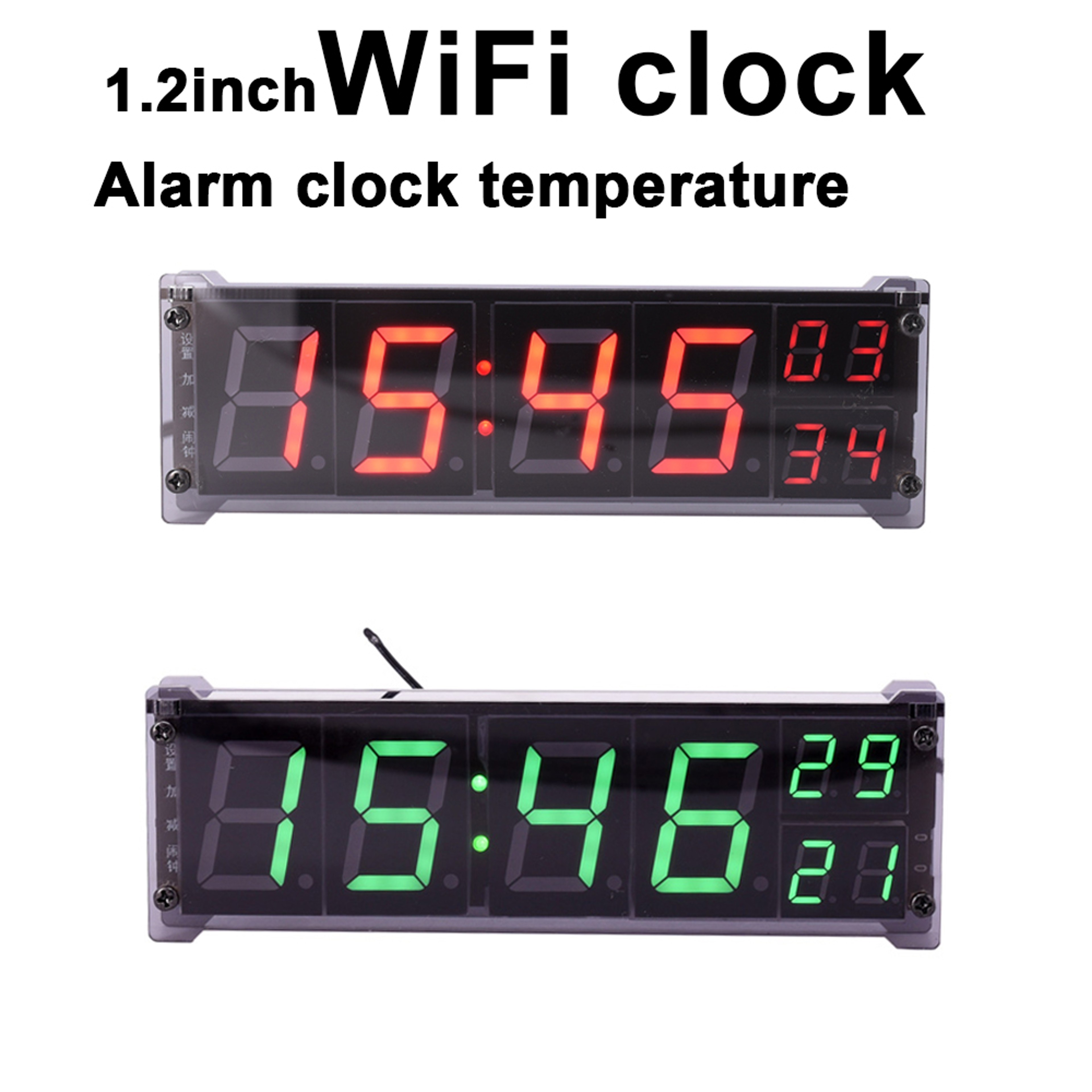 WiFi Digital Clock With Auto Network Sync Large LED Display Temperature  Alarm 1