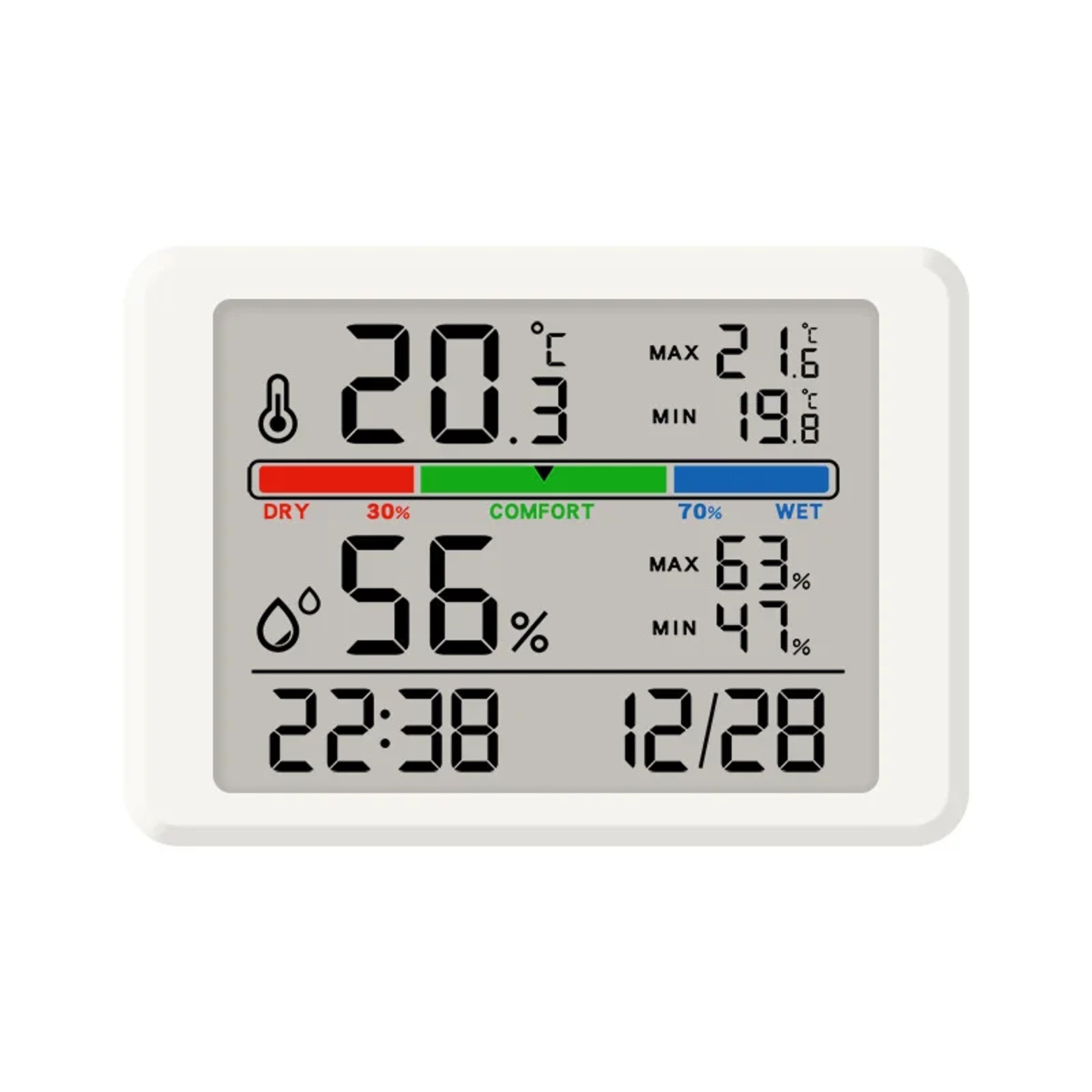Ultra Slim Digital Alarm Clock With Magnetic Mount LCD Bedside Display  Temperature Humidity Monito 8