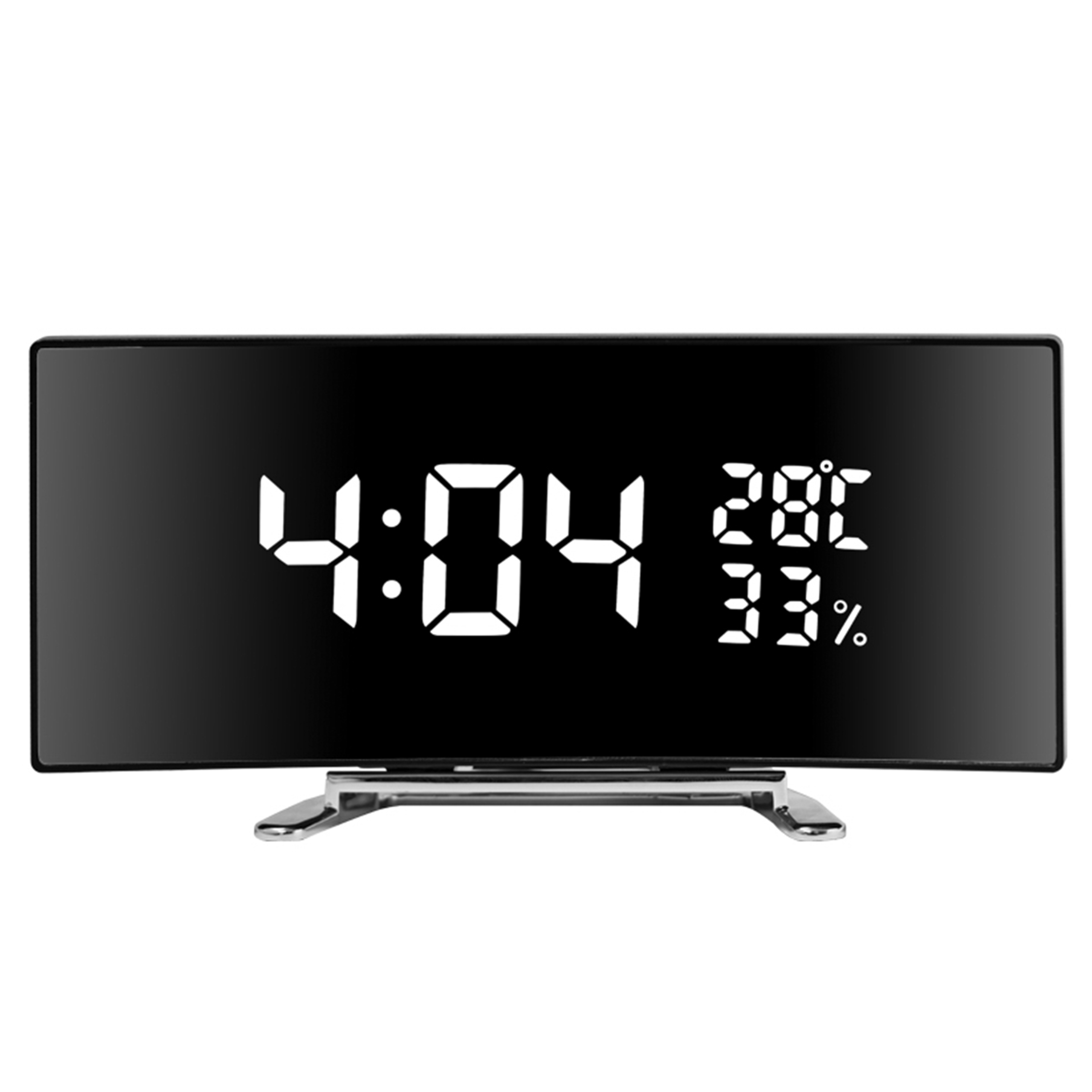 Curved LED Digital Alarm Clock With Temperature  Humidity Display For Bedroom And Office 6