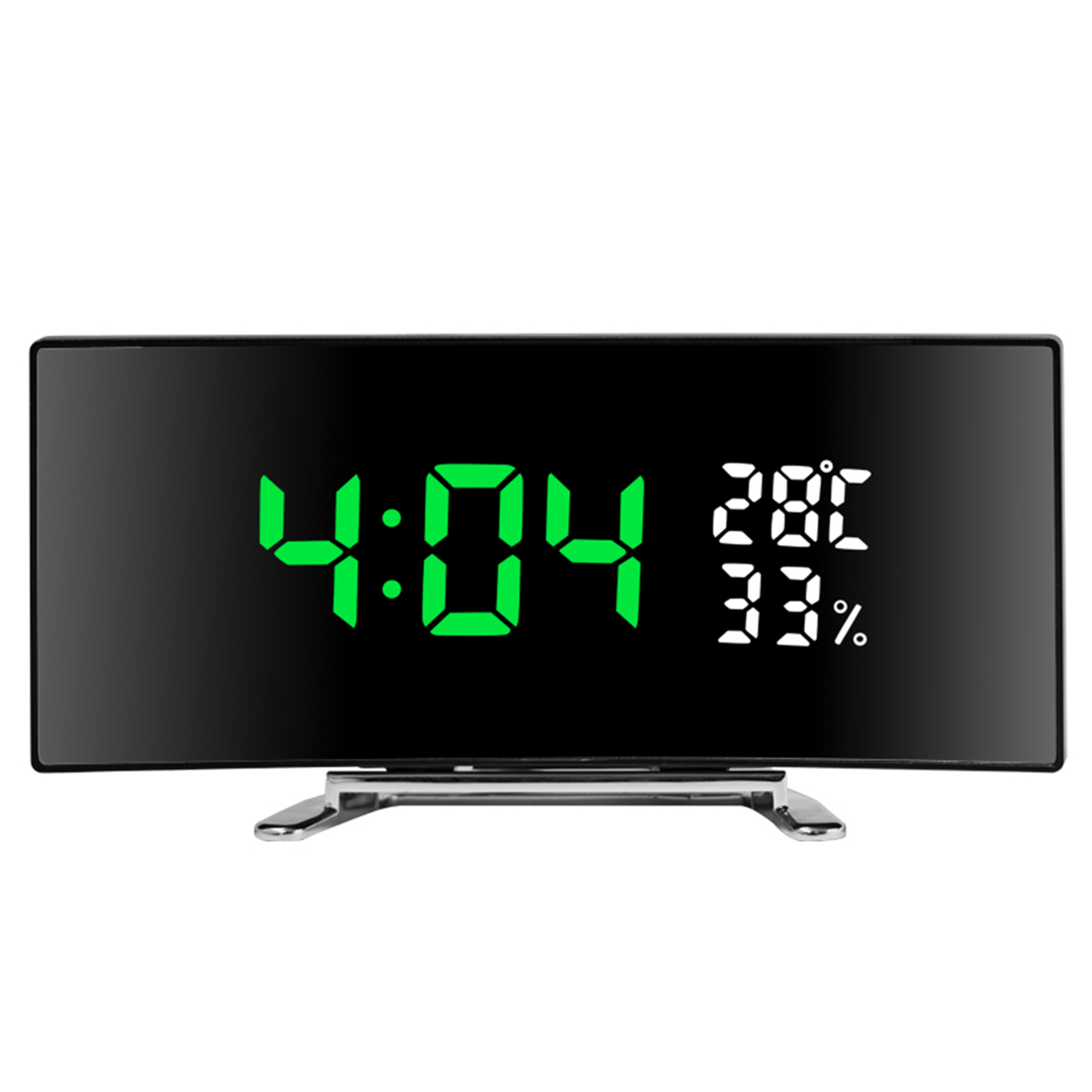 Curved LED Digital Alarm Clock With Temperature  Humidity Display For Bedroom And Office 9