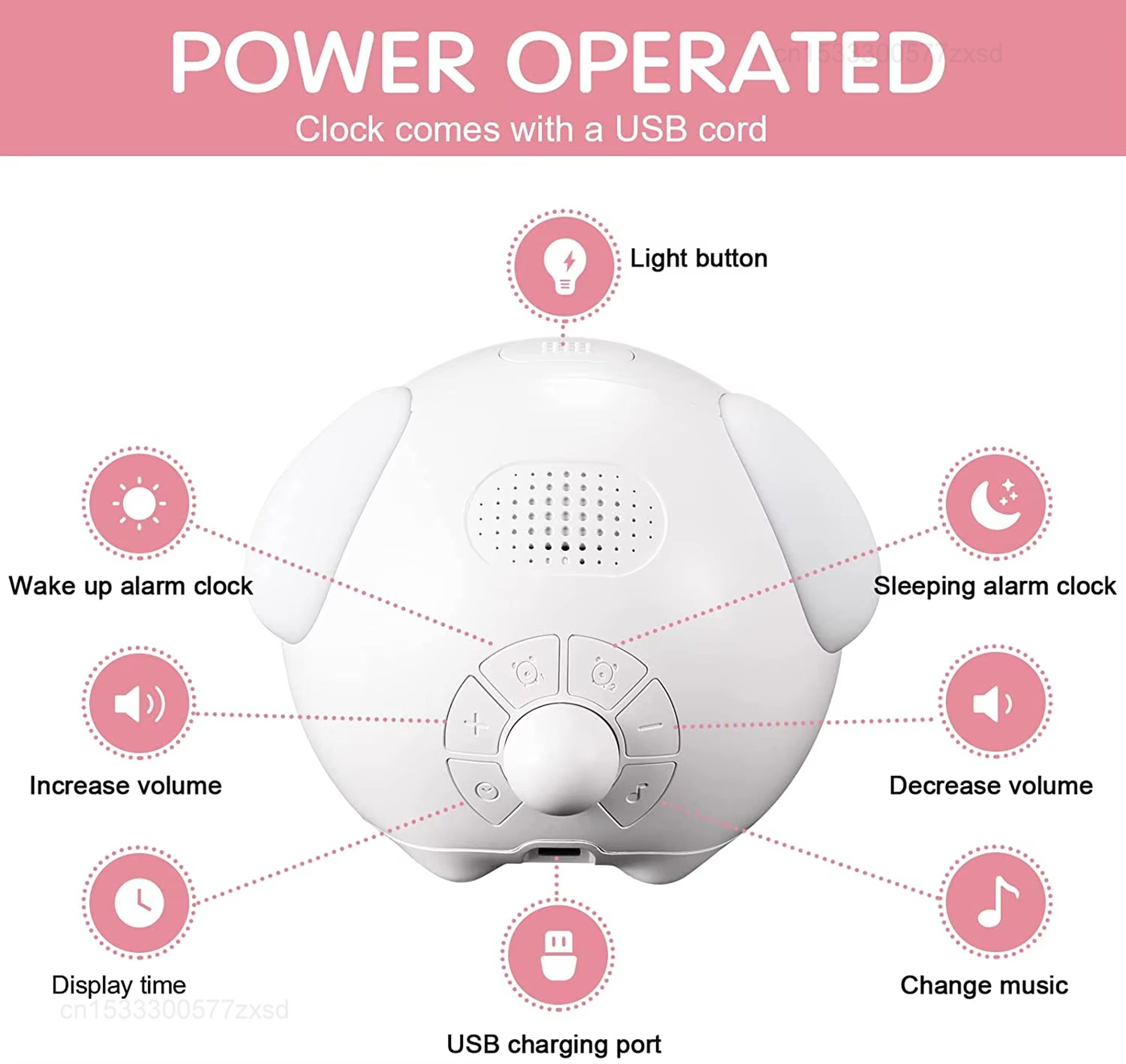 Cute Digital Emotion Kids Alarm Clock With Night Light  LED Display For Bedroom Bedside 2