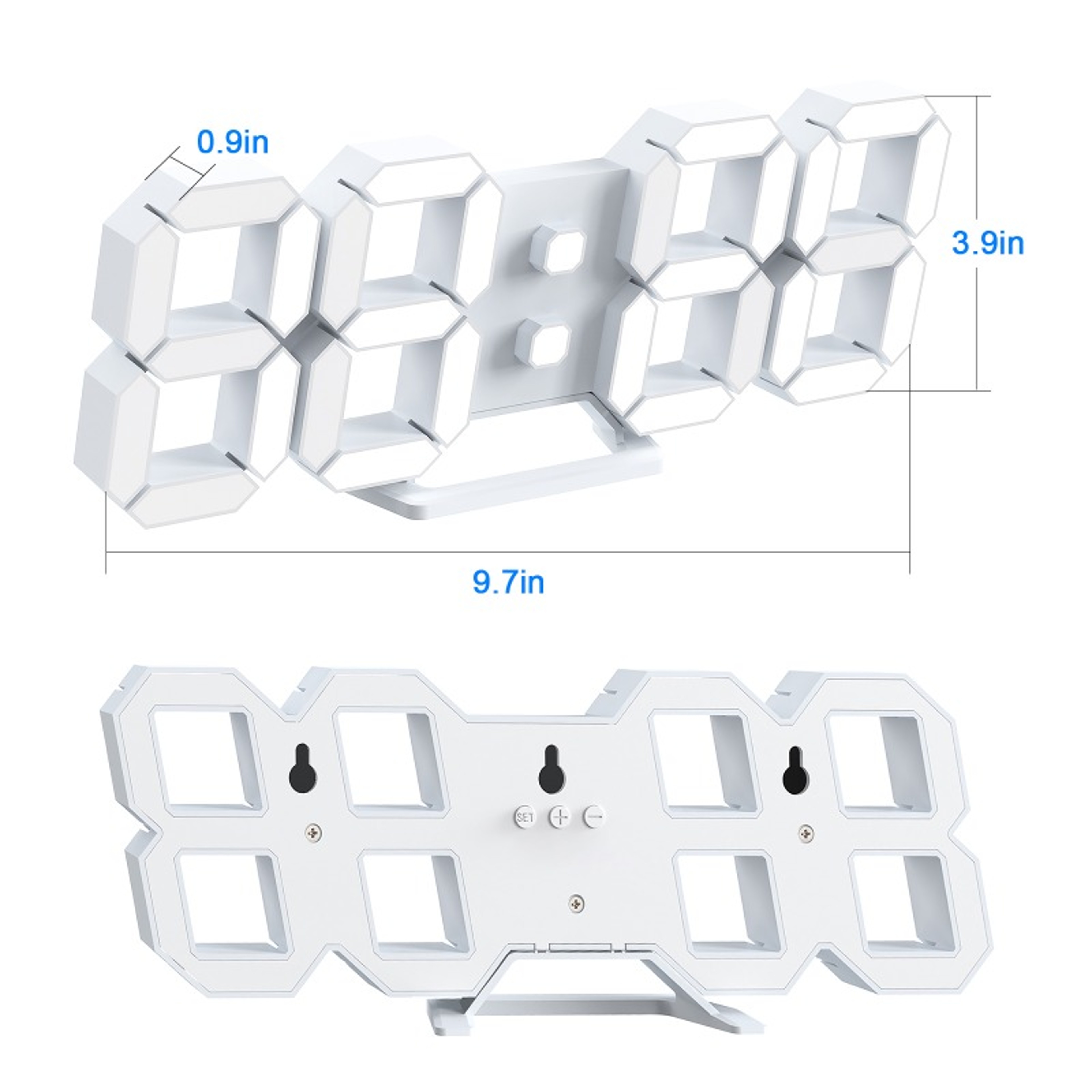 LED Digital Wall Clock With Alarm Temperature Display  Auto Dimming For Bedroom And Office 5