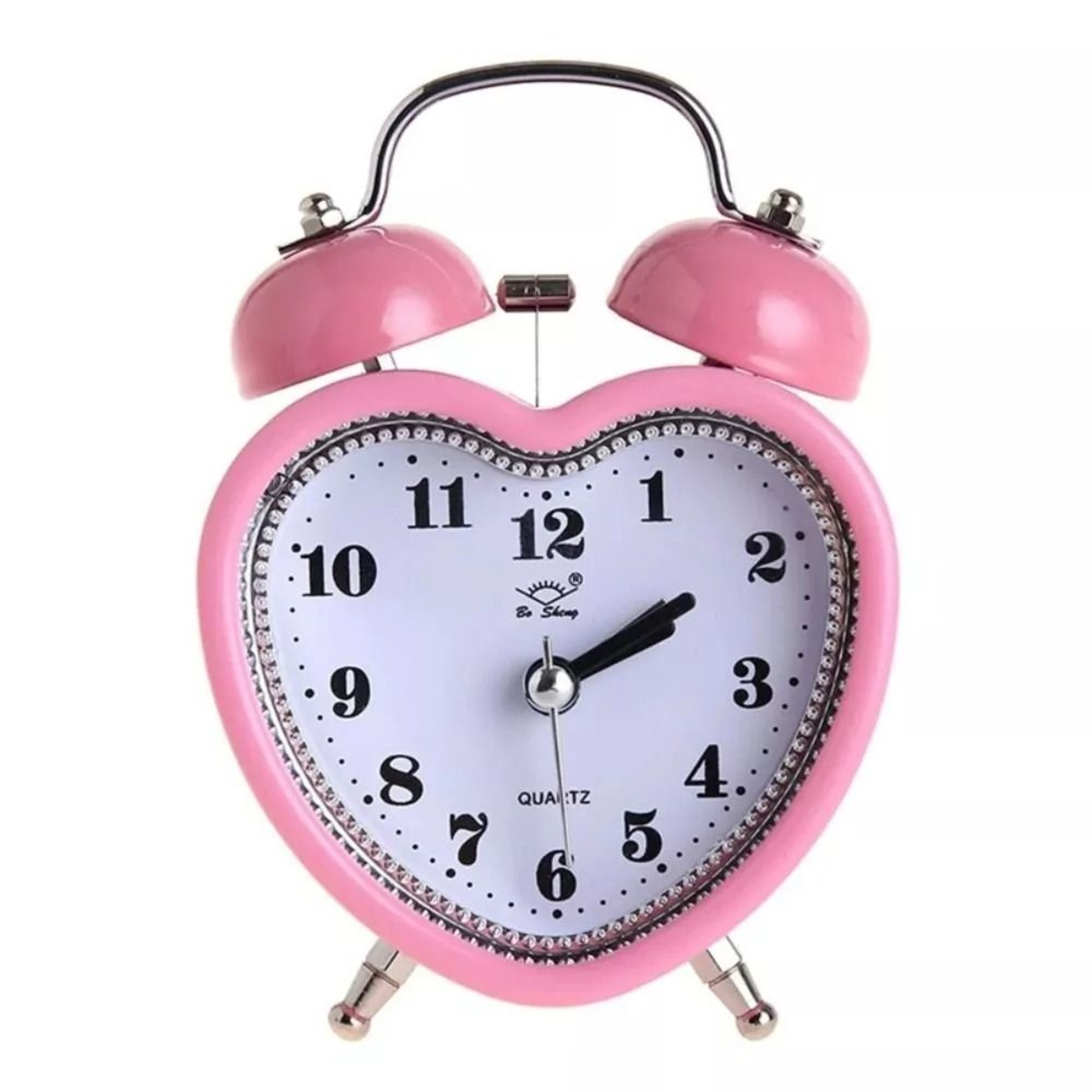 Heart Shaped Alarm Clock With Night Light Snooze  Silent Analog Bedside Clock 5
