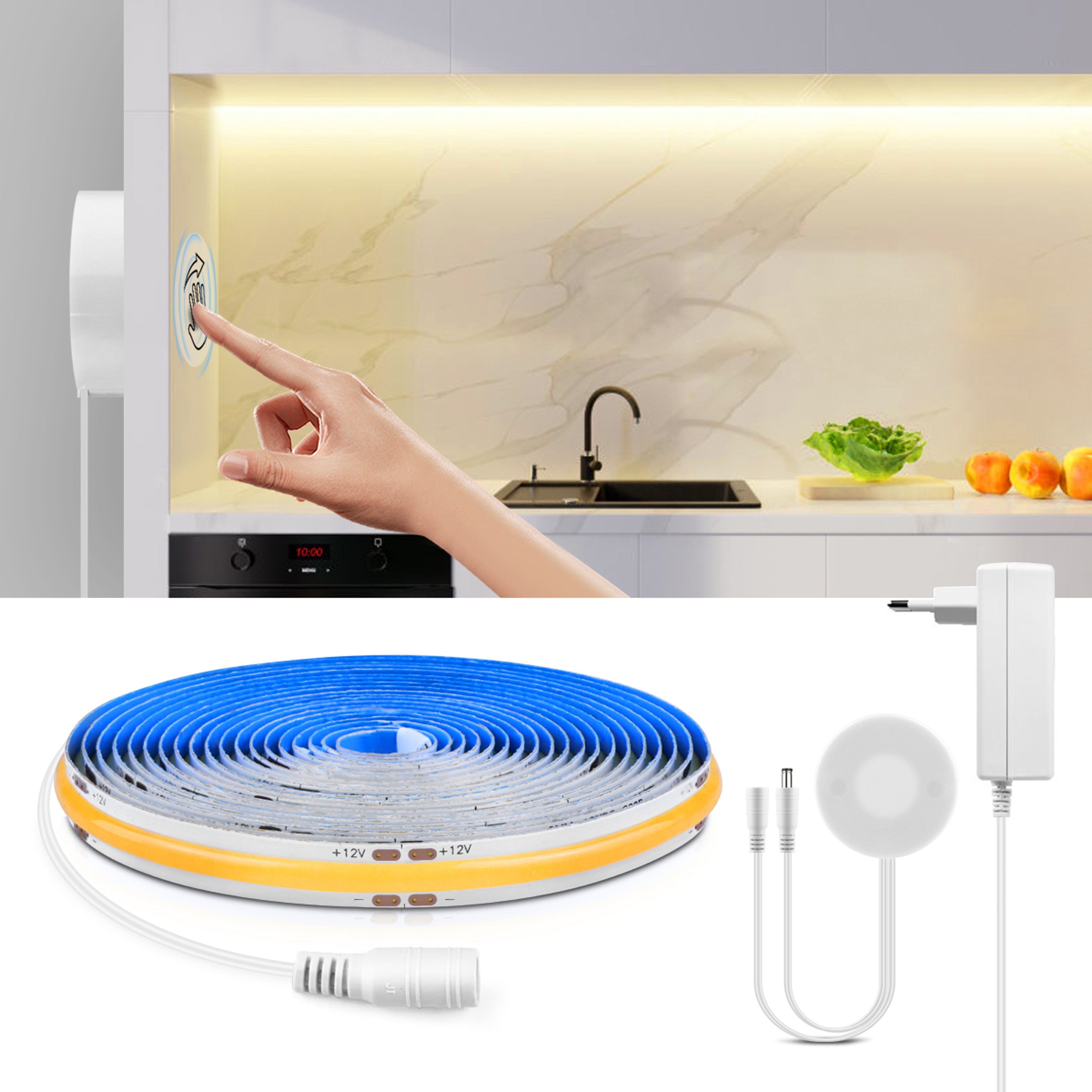 Smart COB LED Light Strip With Wireless Touch Sensor For Under Cabinet Mirror  Wood Lighting 1