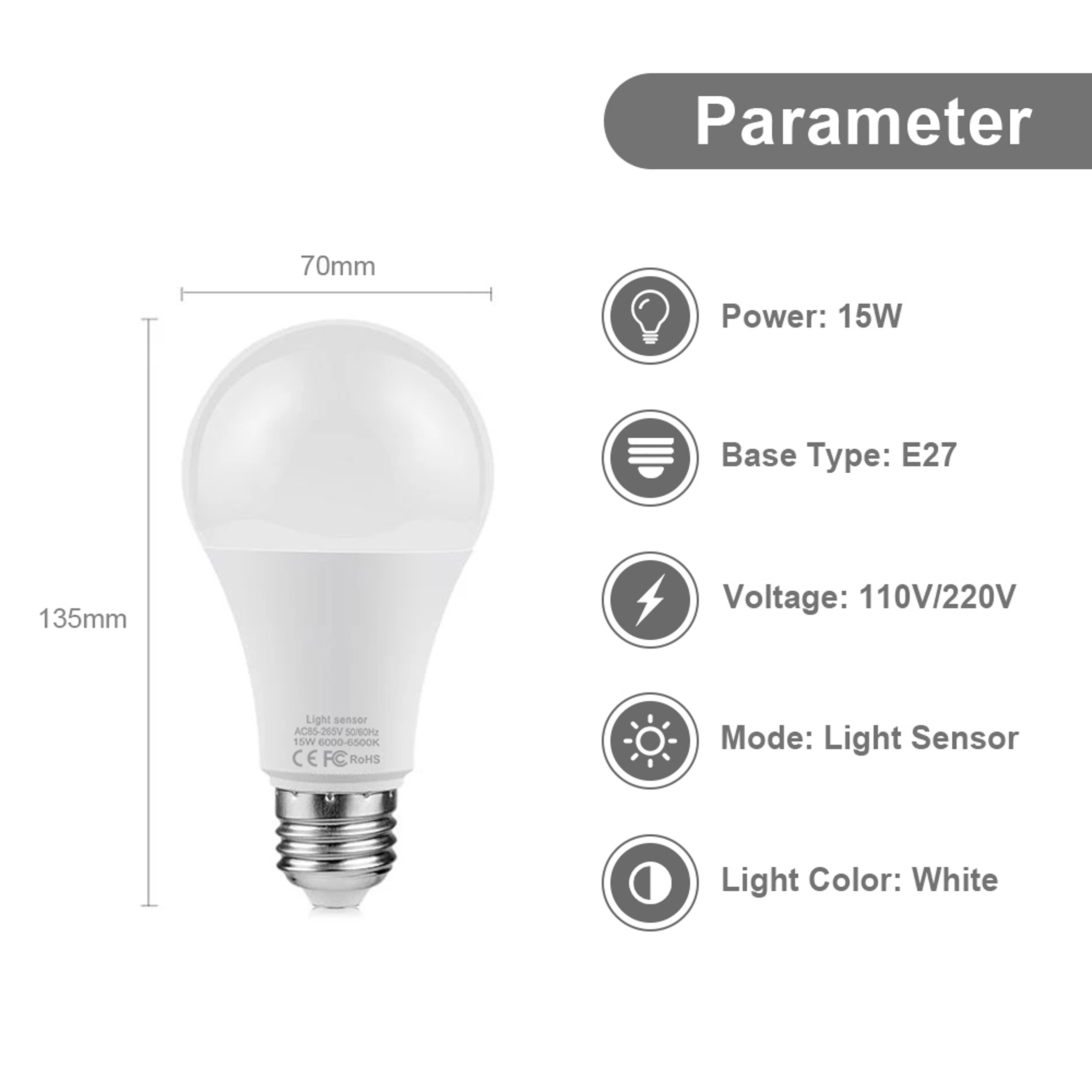 Smart Dusk To Dawn Light Bulb LED Sensor Lamp With Auto On Off For Porch Garden  Home 4