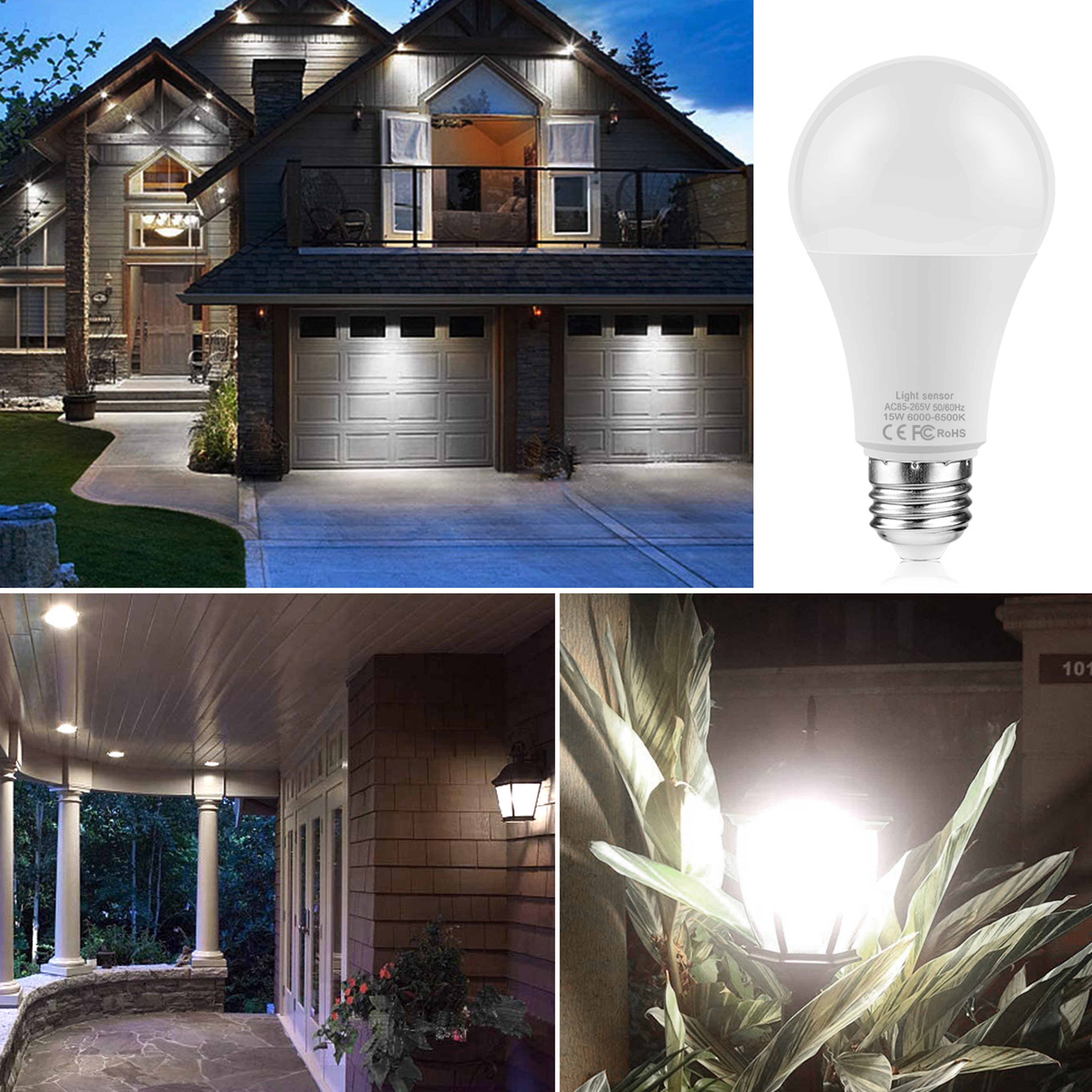 Smart Dusk To Dawn Light Bulb LED Sensor Lamp With Auto On Off For Porch Garden  Home 6