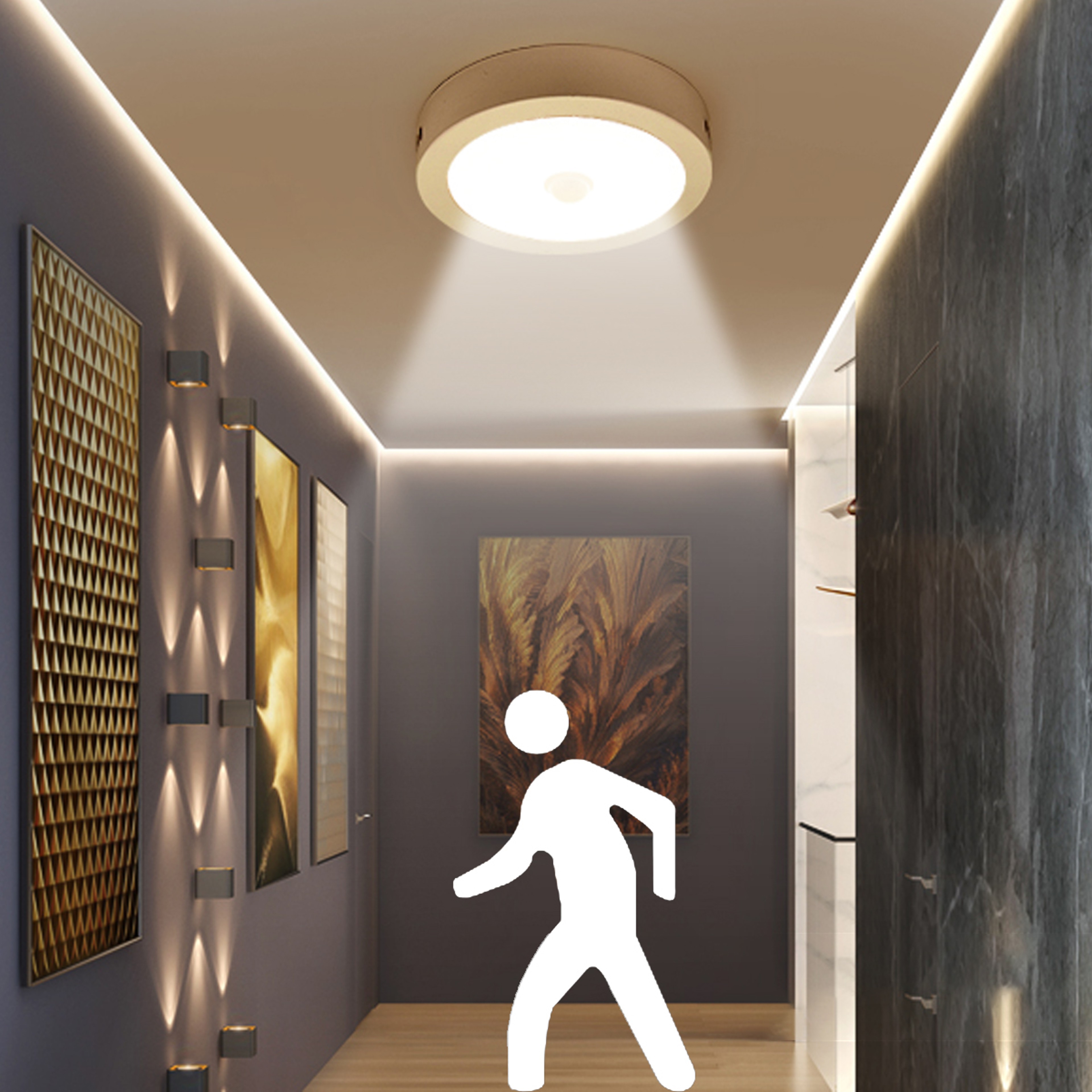 Lumi Sense LED Motion Sensor Ceiling Light PIR Ceiling Light For Hallways Bedrooms  Living Spaces 0