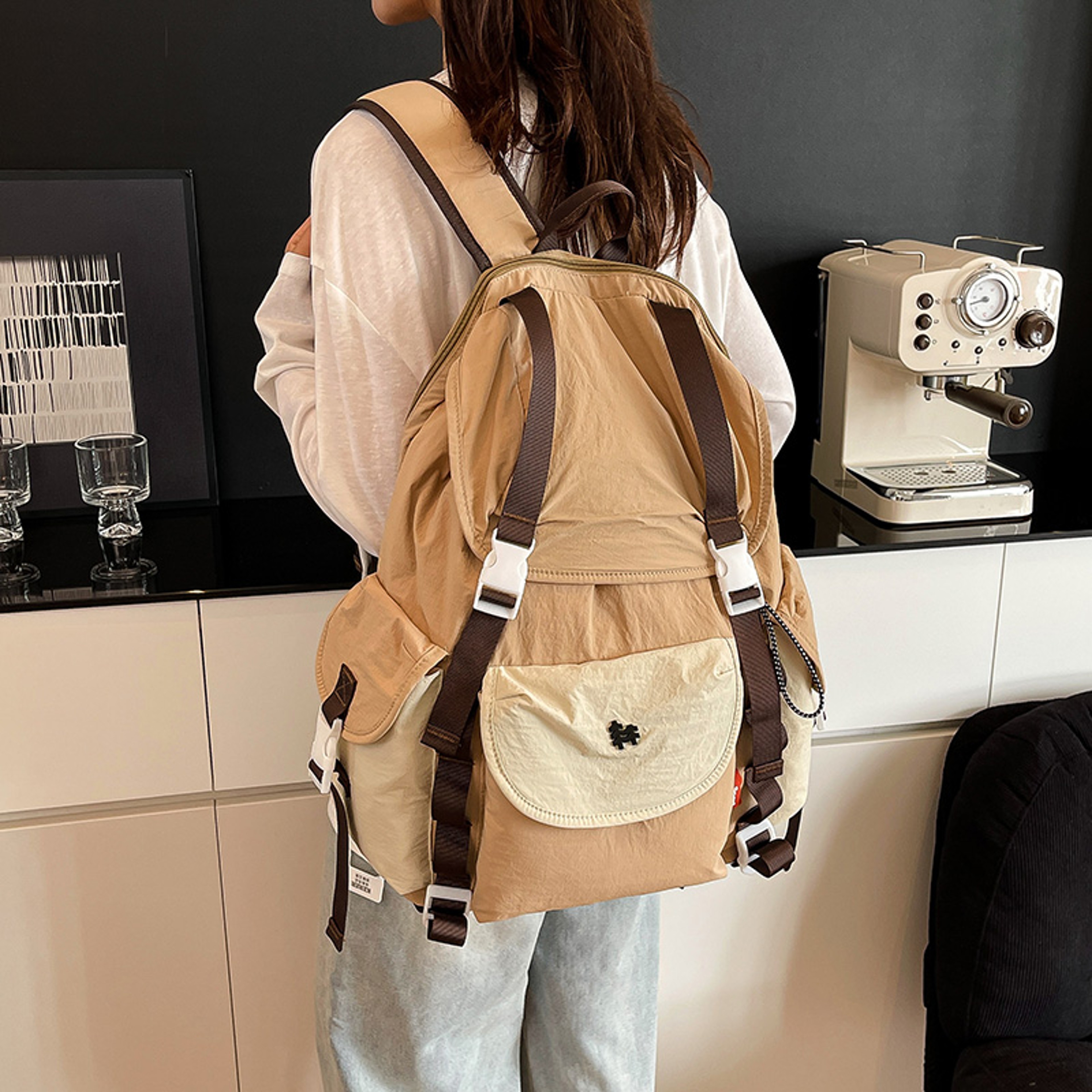 LEFT SIDE Soft Cloth Backpack For Women Cute Summer School Travel Bag 2