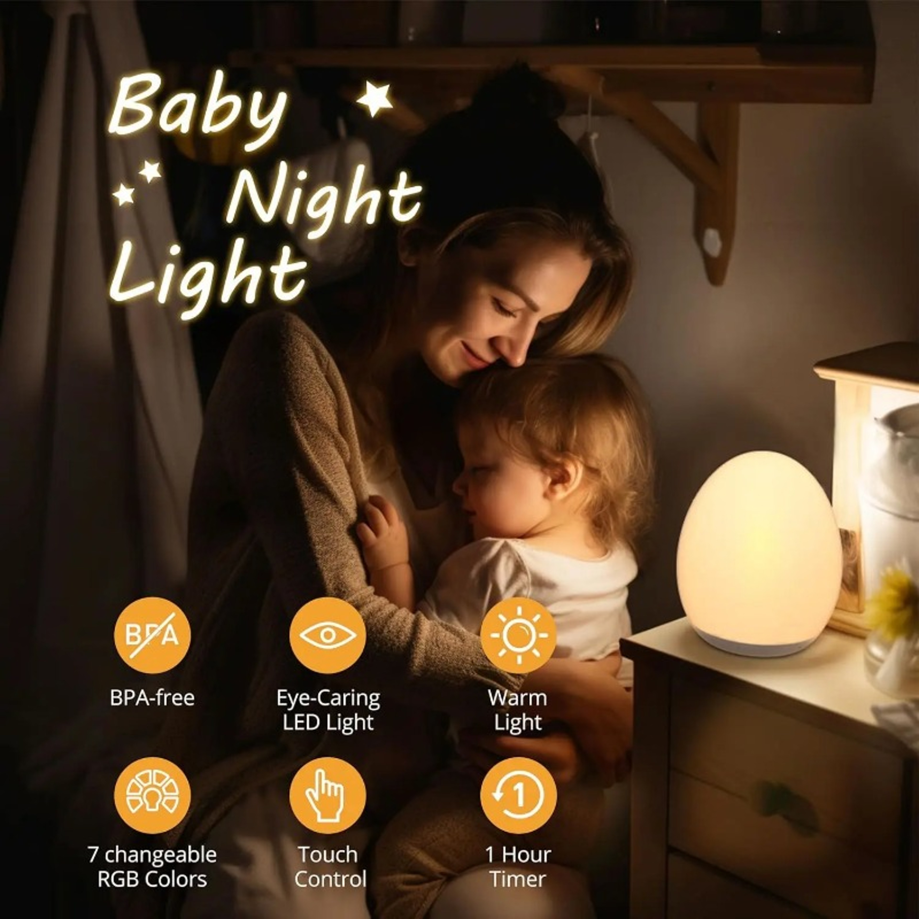 Color RGB Night Light Touch Dimmable USB Rechargeable Bedside Table Lamp 3